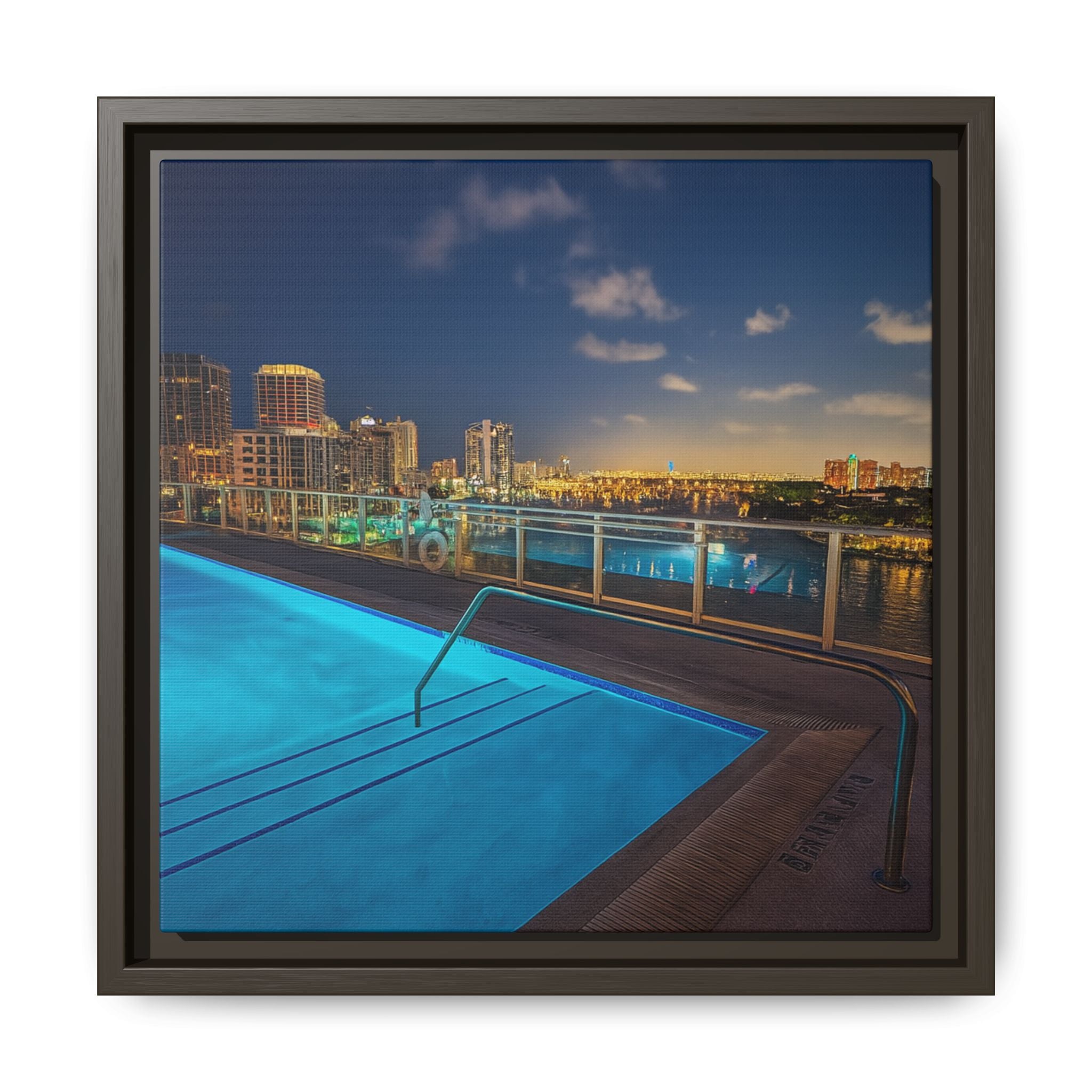 "Skyline Reflections" – Framed Canvas Print