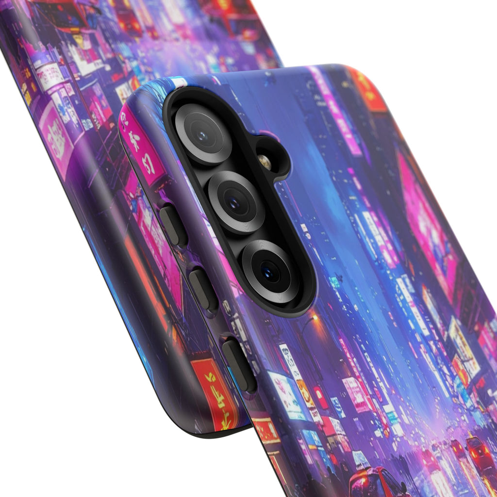 Neon Dystopia: Cyberpunk Metropolis, Urban Night Reflections - L’Art Suprême Phone Case