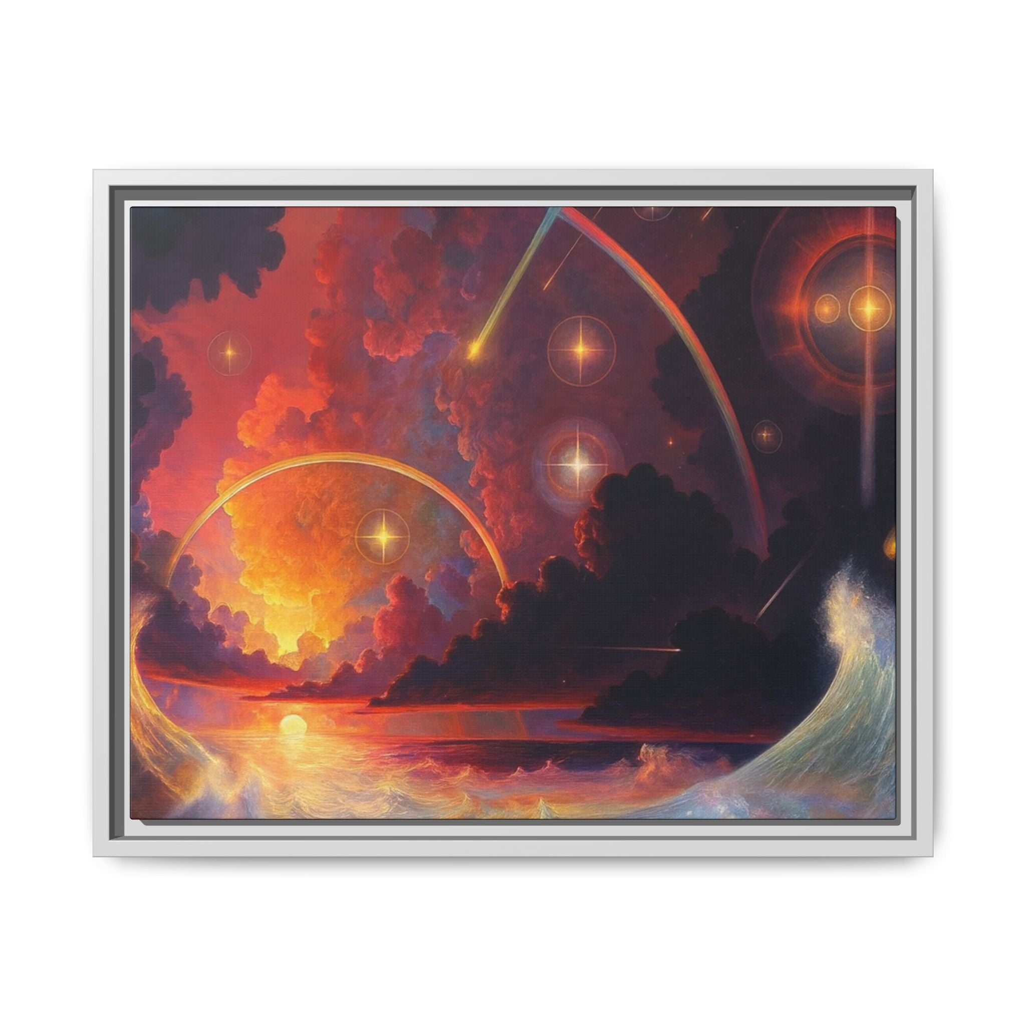 "Celestial Tides" – Framed Canvas Print