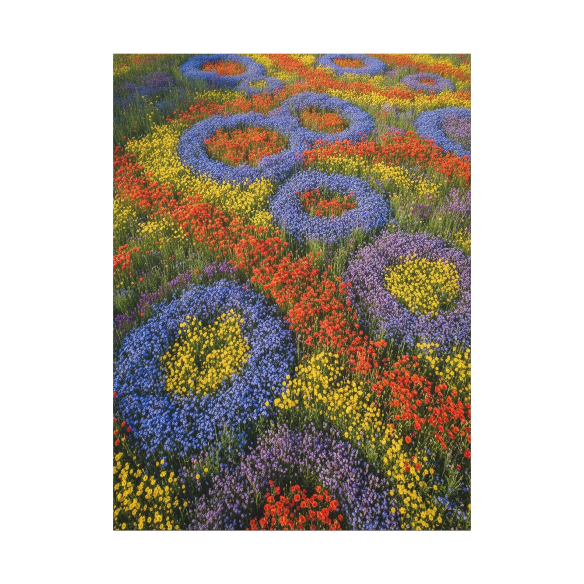Geometric Garden: Kaleidoscopic Floral Landscape, Vibrant Botanical Patterns - L’Art Suprême Canvas