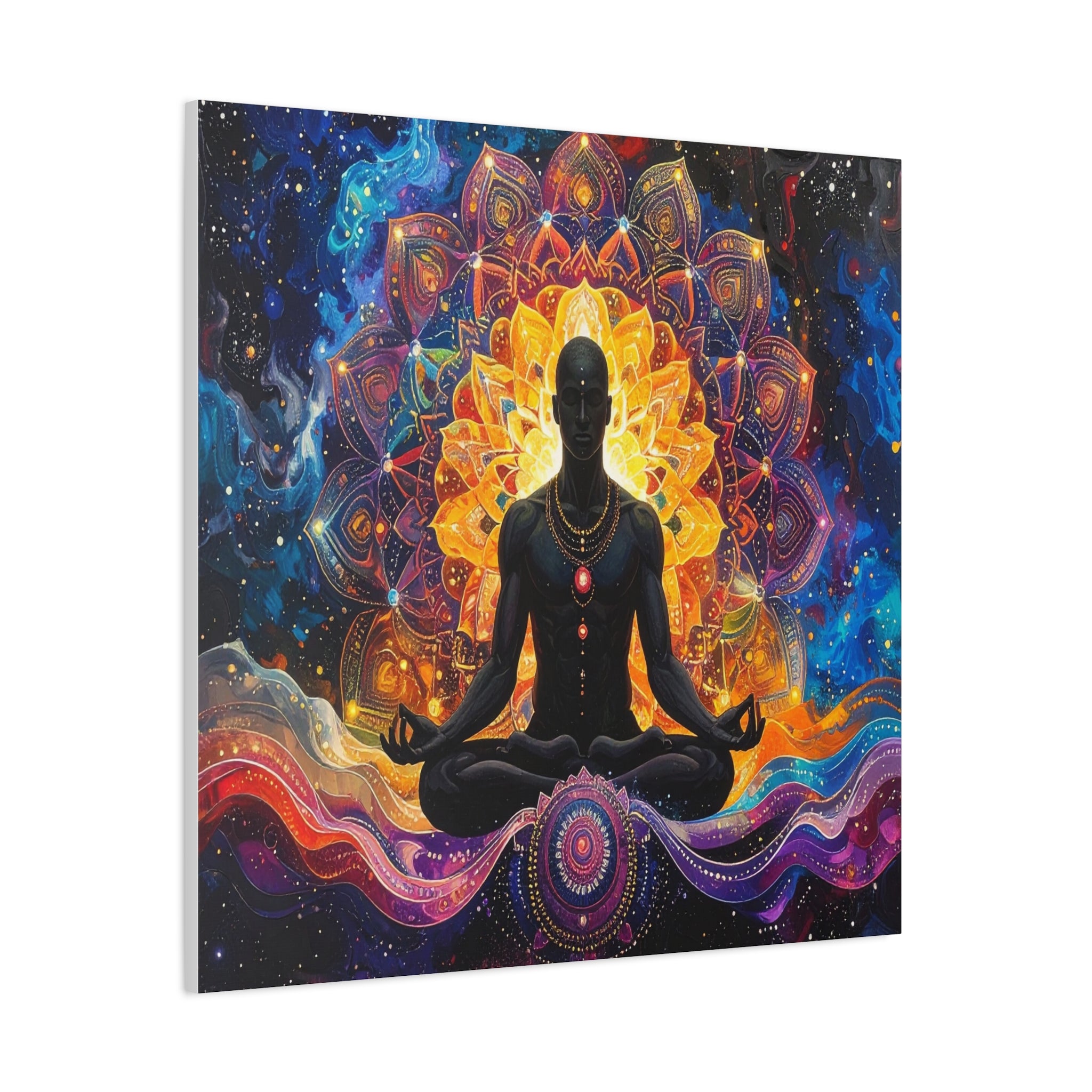 Cosmic Meditation: Spiritual Awakening through Mandala Art, Transcendent Chakra Visualization - L’Art Suprême Canvas
