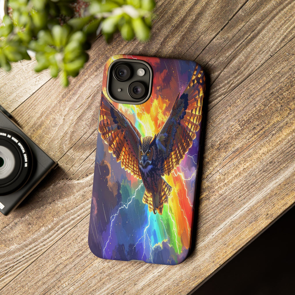 Thunderwing: Ethereal Owl in Electric Storm, Digital Fantasy Artwork - L’Art Suprême Phone Case