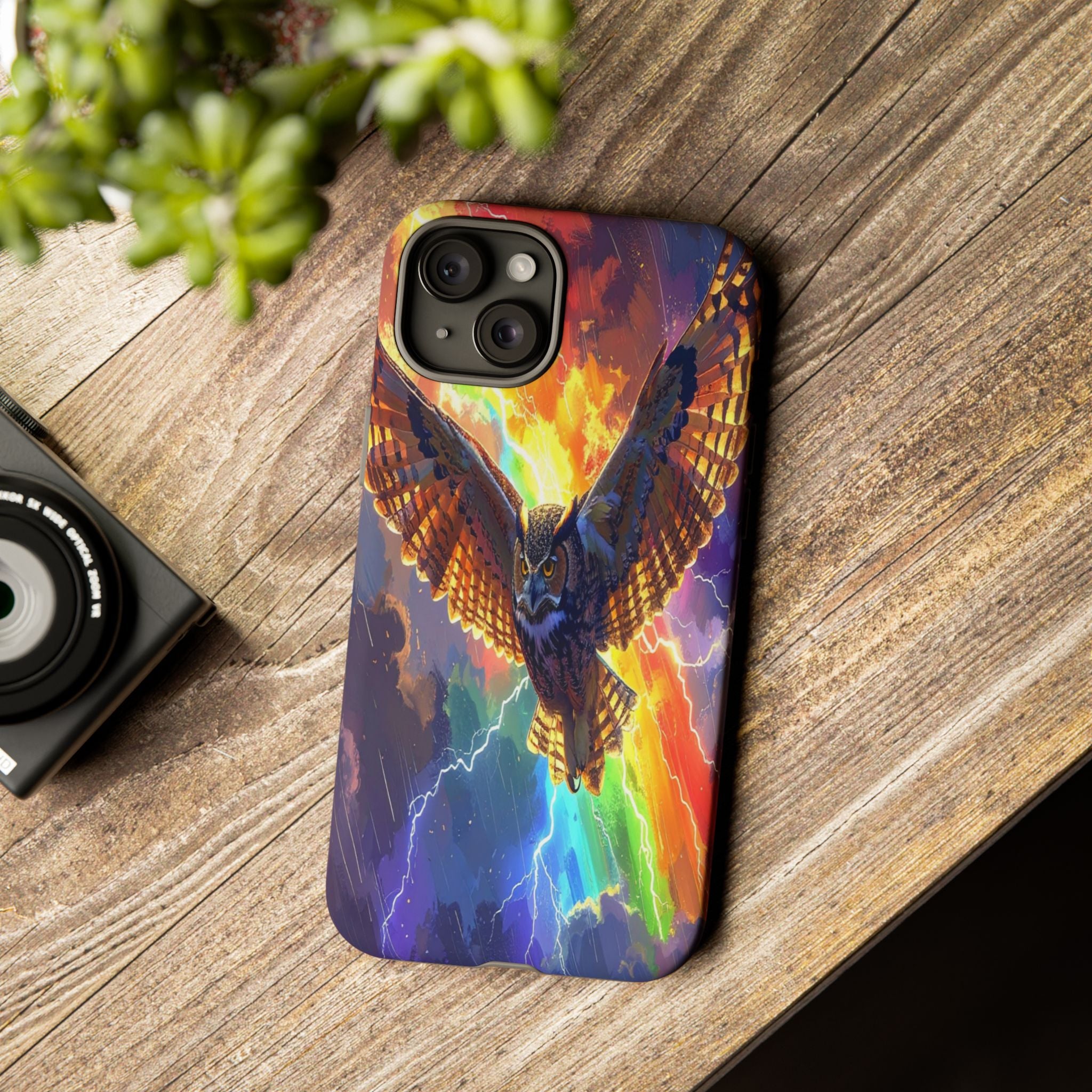 Thunderwing: Ethereal Owl in Electric Storm, Digital Fantasy Artwork - L’Art Suprême Phone Case