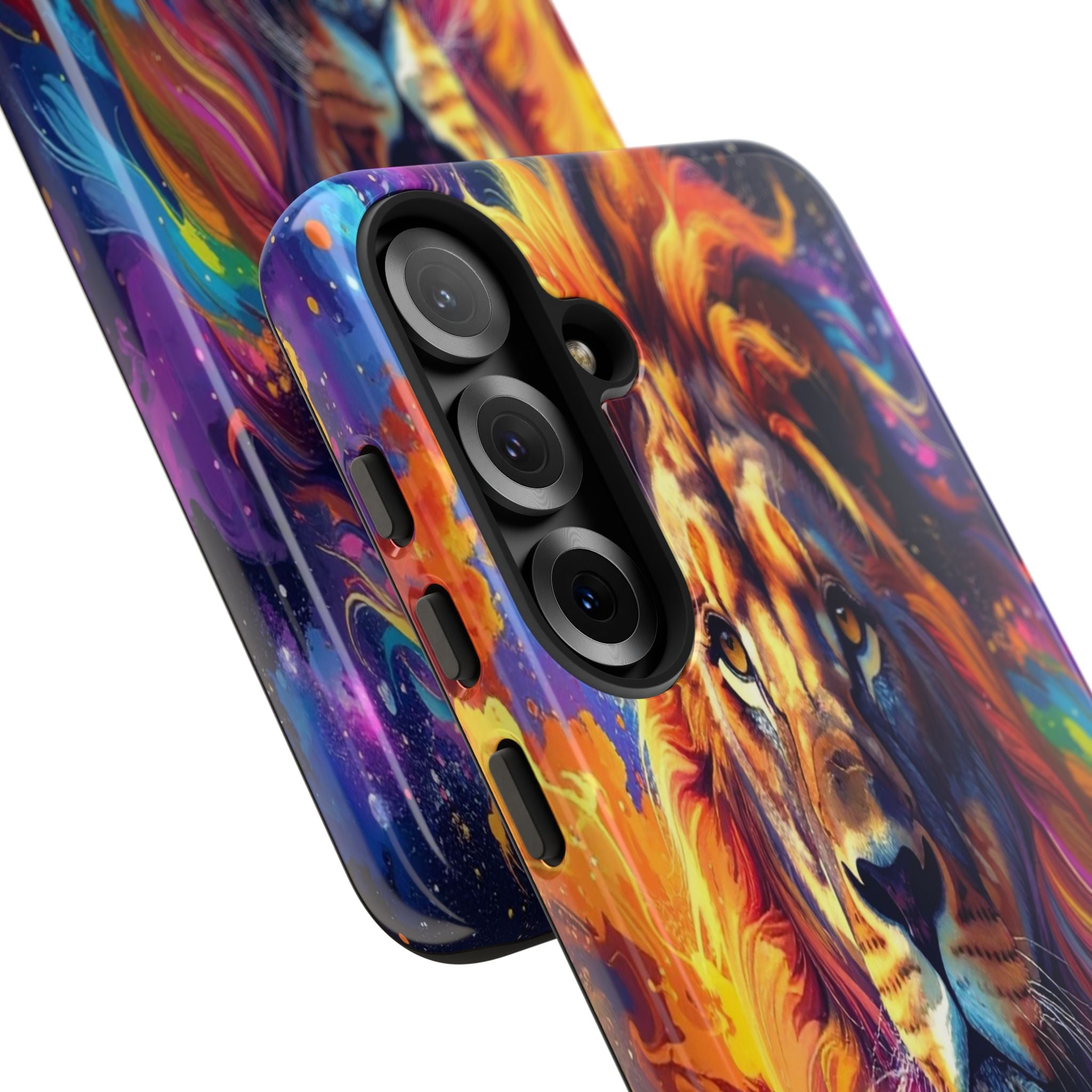 Cosmic Mane: Celestial Lion Portrait, Psychedelic Wildlife Art - L’Art Suprême Phone Case