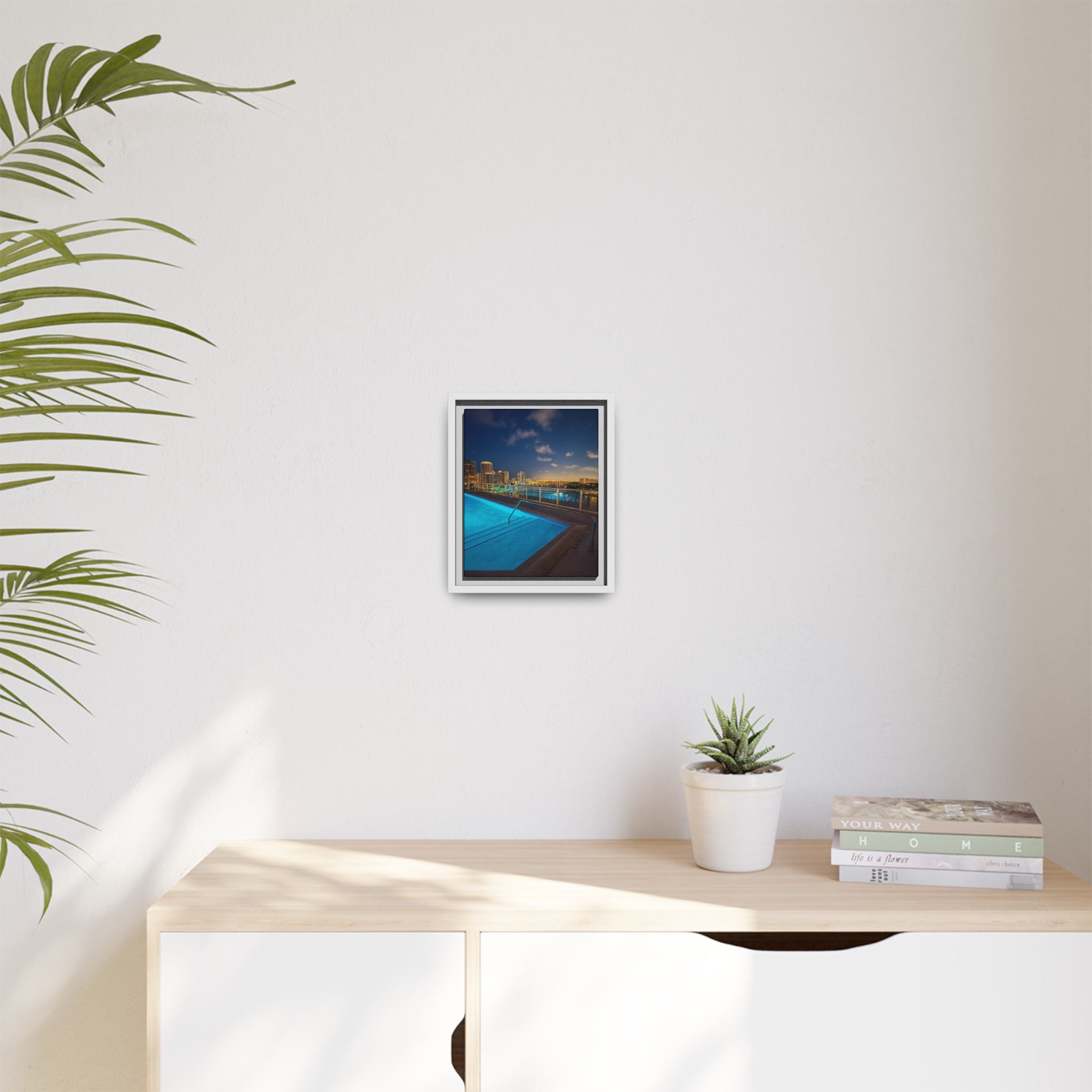 "Skyline Reflections" – Framed Canvas Print