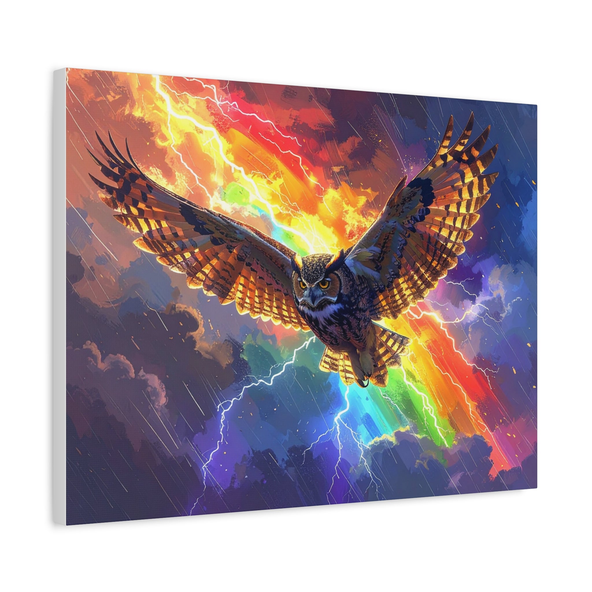 Thunder Spirit: Elemental Owl Ascension, Digital Fantasy Artwork - L’Art Suprême Canvas