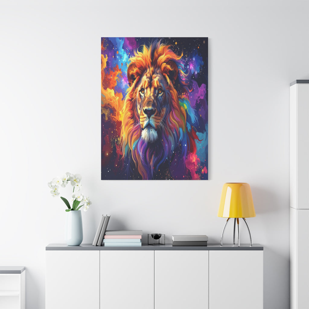 Cosmic Mane: Celestial Lion Portrait, Digital Cosmic Artwork - L’Art Suprême Canvas