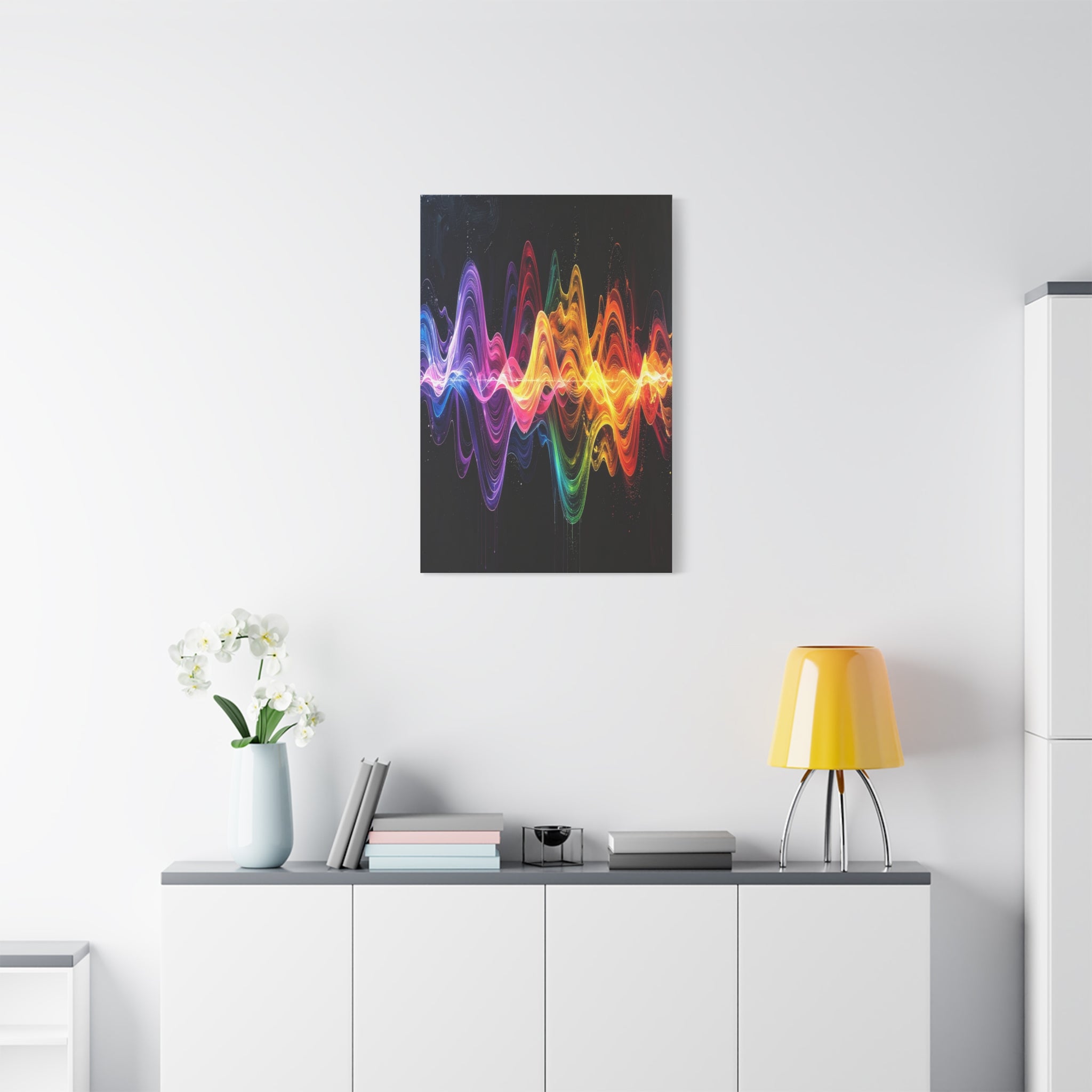 Sonic Spectrum: Digital Sound Wave Visualization, Color Gradient Artwork - L’Art Suprême Canvas