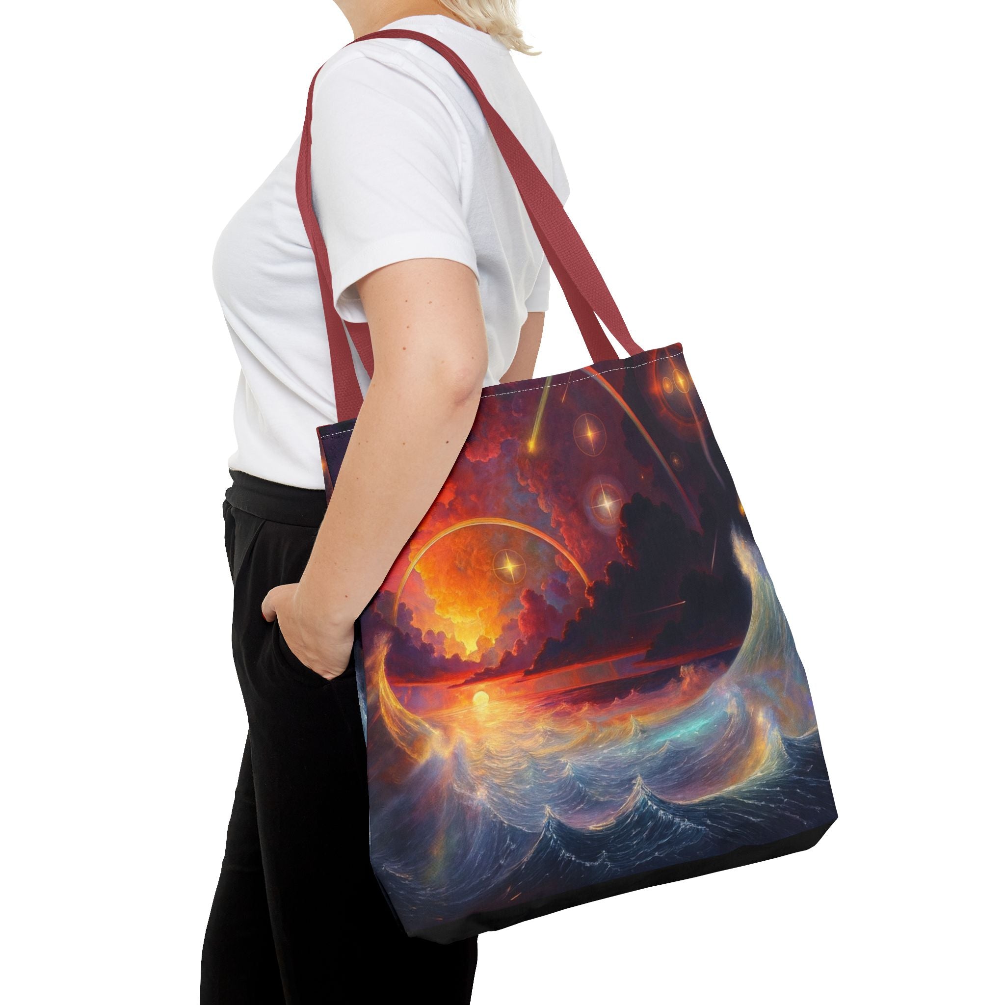 “Celestial Tides” – Cosmic Chaos x Ocean Calm Tote