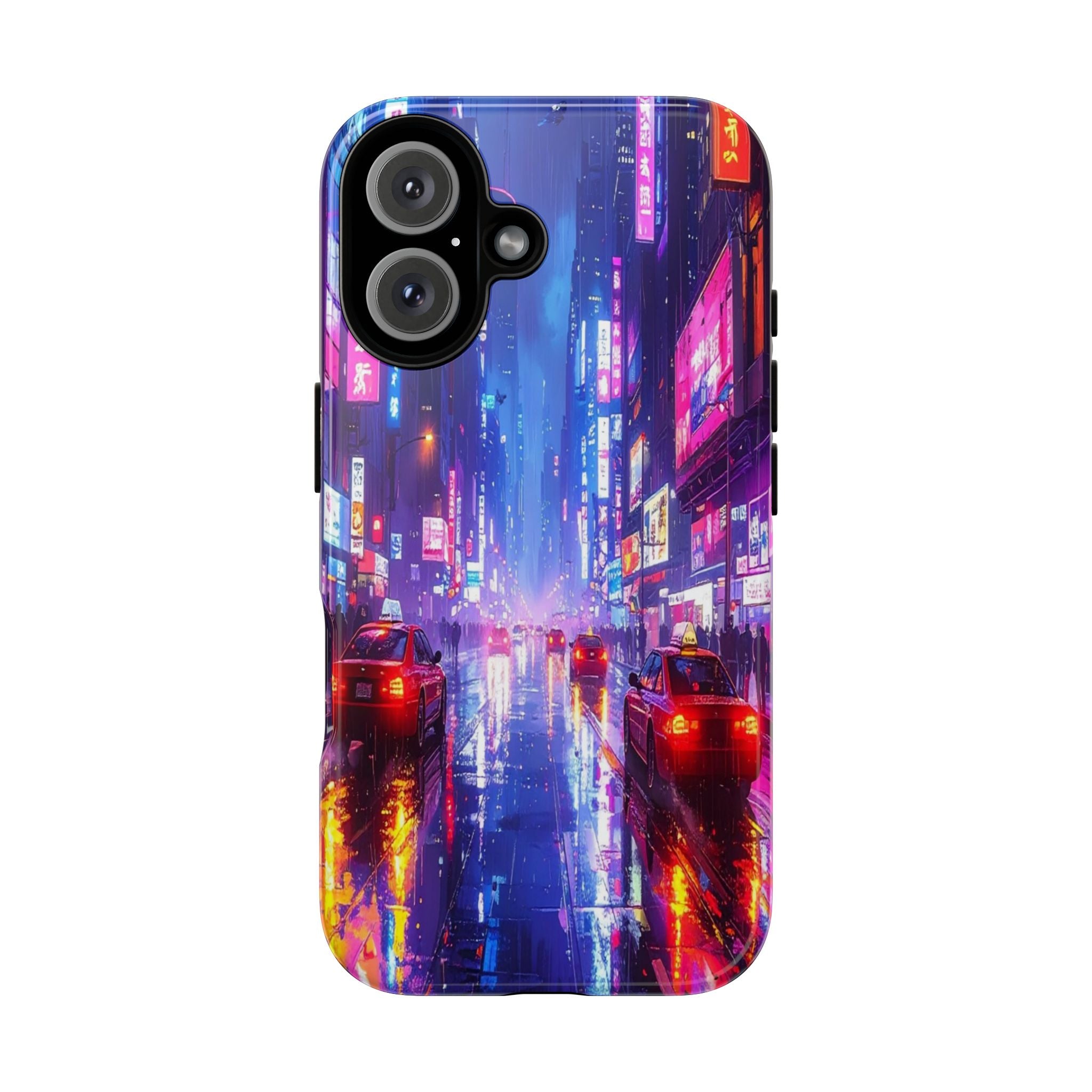 Neon Dystopia: Cyberpunk Metropolis, Urban Night Reflections - L’Art Suprême Phone Case