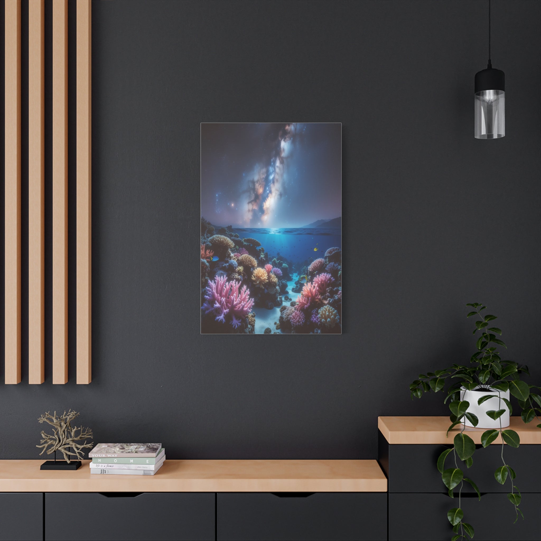 Cosmic Reef Harmony: Underwater Seascape Panorama, Milky Way Marine Dreamscape - L’Art Suprême Canvas