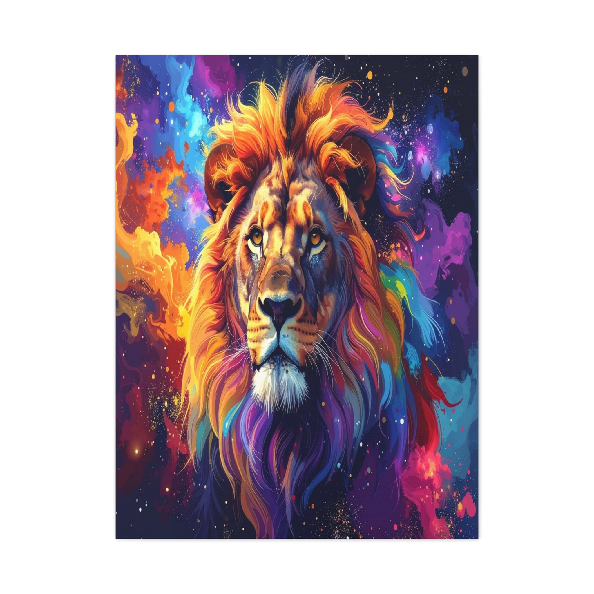 Cosmic Mane: Celestial Lion Portrait, Digital Cosmic Artwork - L’Art Suprême Canvas