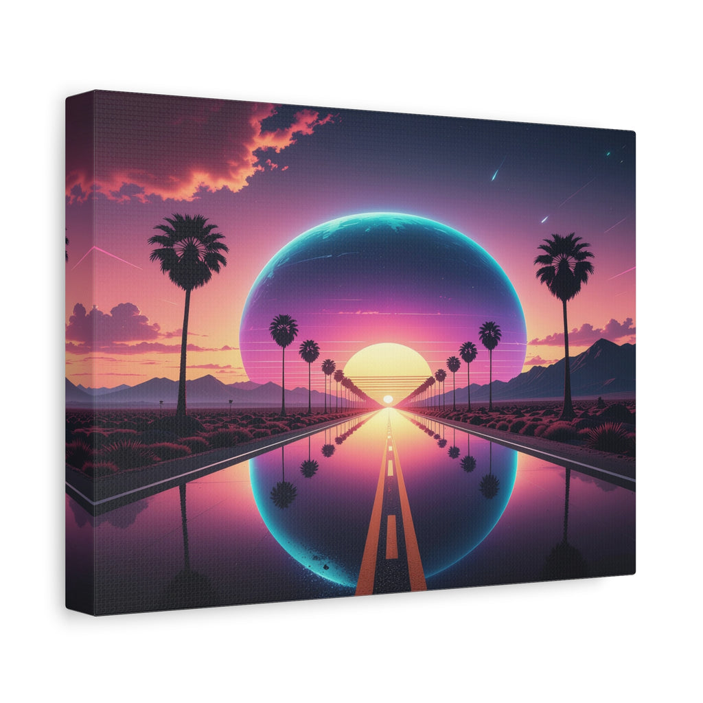 Cosmic Highway: Synthwave Dreamscape, Retro-Futuristic Sunset - L’Art Suprême Canvas