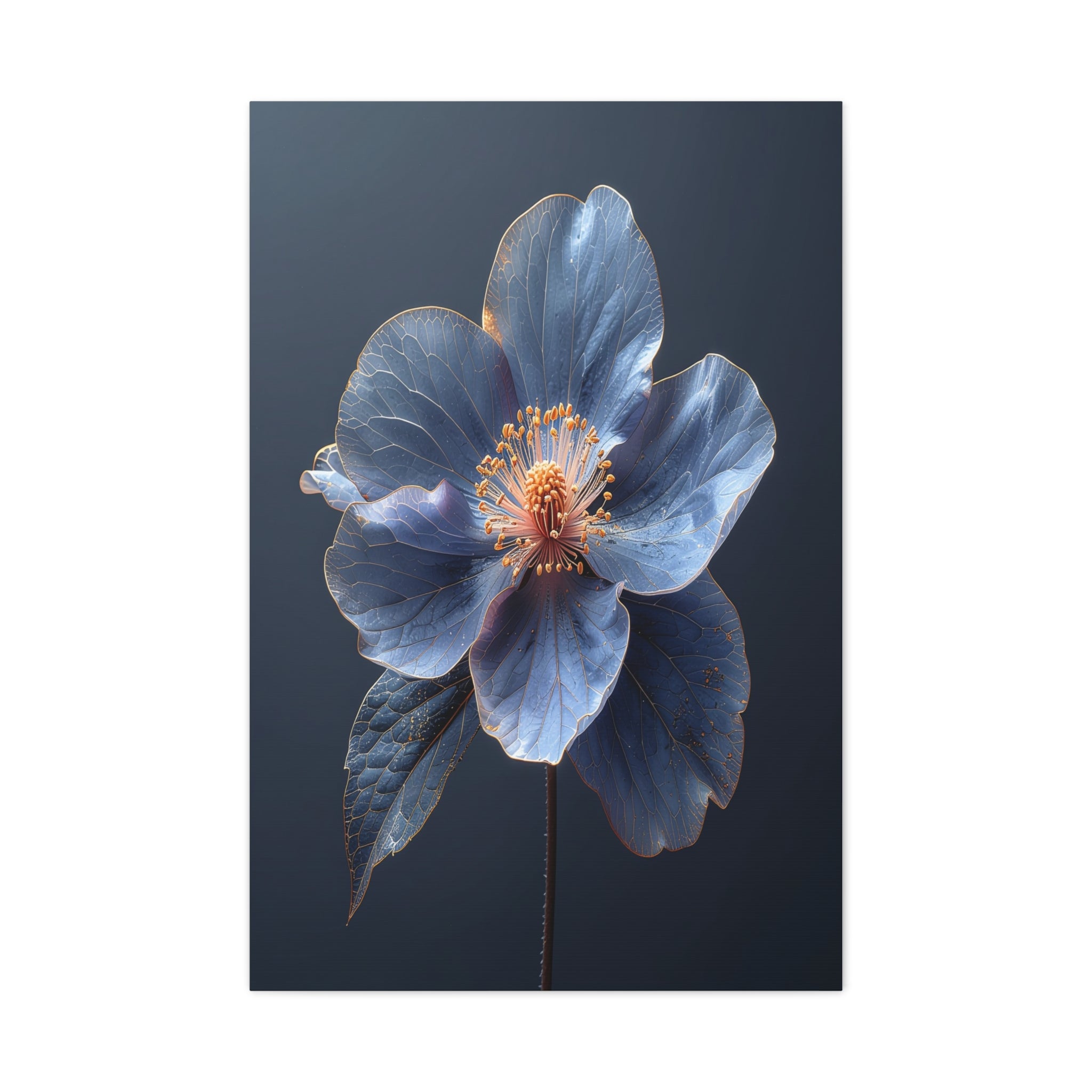 Ethereal Blue: Macro Botanical Photography, Delicate Floral Veins - L’Art Suprême Canvas