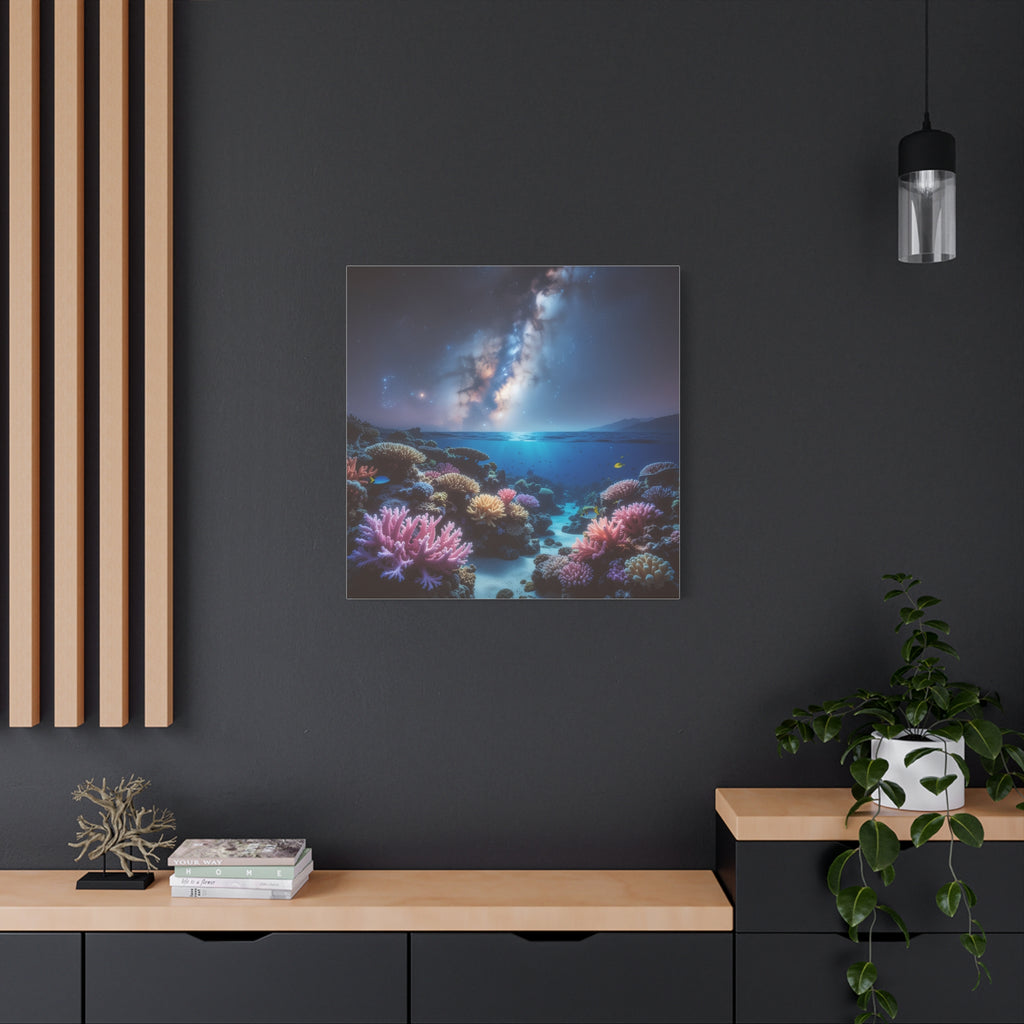 Cosmic Reef Harmony: Underwater Seascape Panorama, Milky Way Marine Dreamscape - L’Art Suprême Canvas