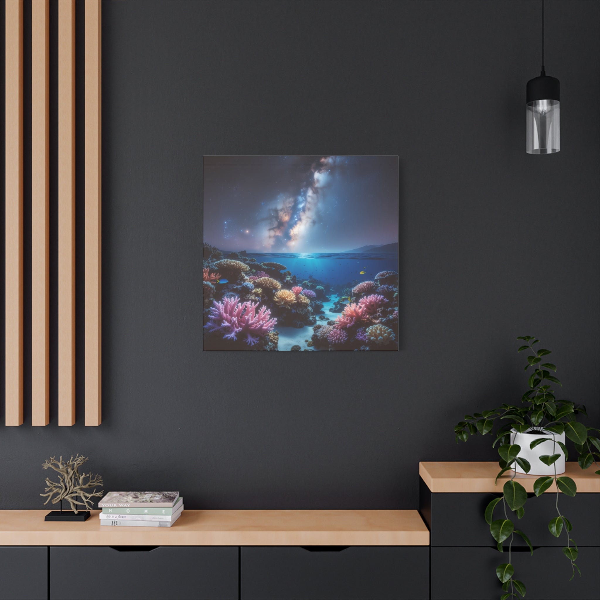 Cosmic Reef Harmony: Underwater Seascape Panorama, Milky Way Marine Dreamscape - L’Art Suprême Canvas
