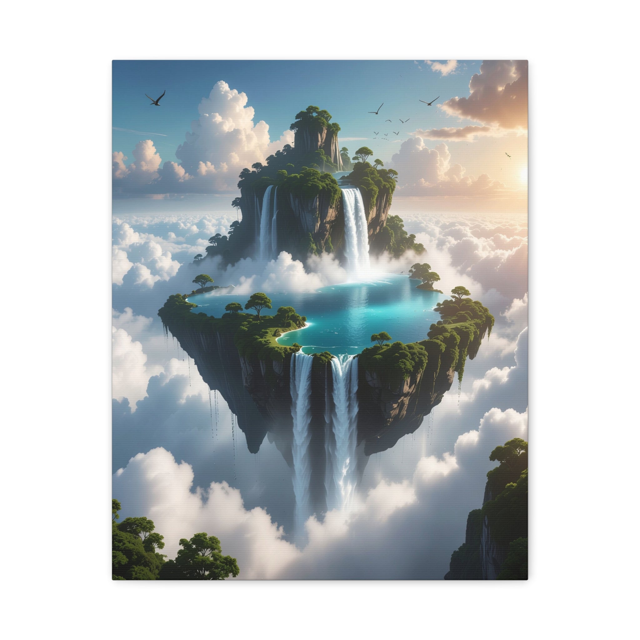 Celestial Archipelago: Floating Worlds of Mist and Stone, Digital Fantasy Landscape - L’Art Suprême Canvas