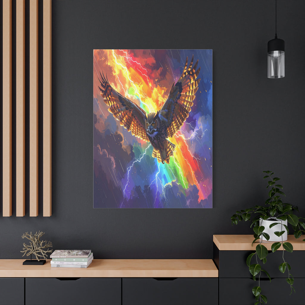 Thunder Spirit: Elemental Owl Ascension, Digital Fantasy Artwork - L’Art Suprême Canvas