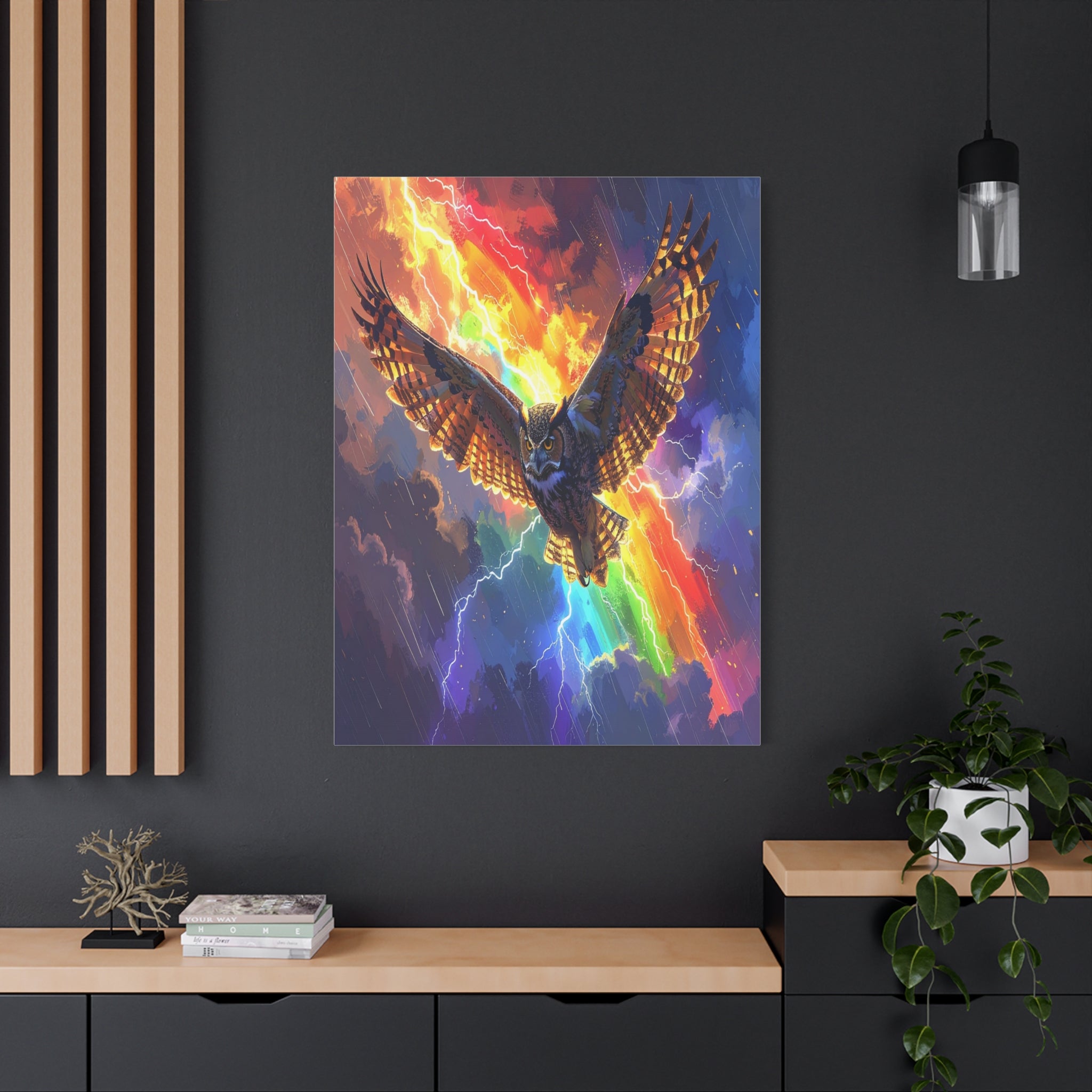 Thunder Spirit: Elemental Owl Ascension, Digital Fantasy Artwork - L’Art Suprême Canvas
