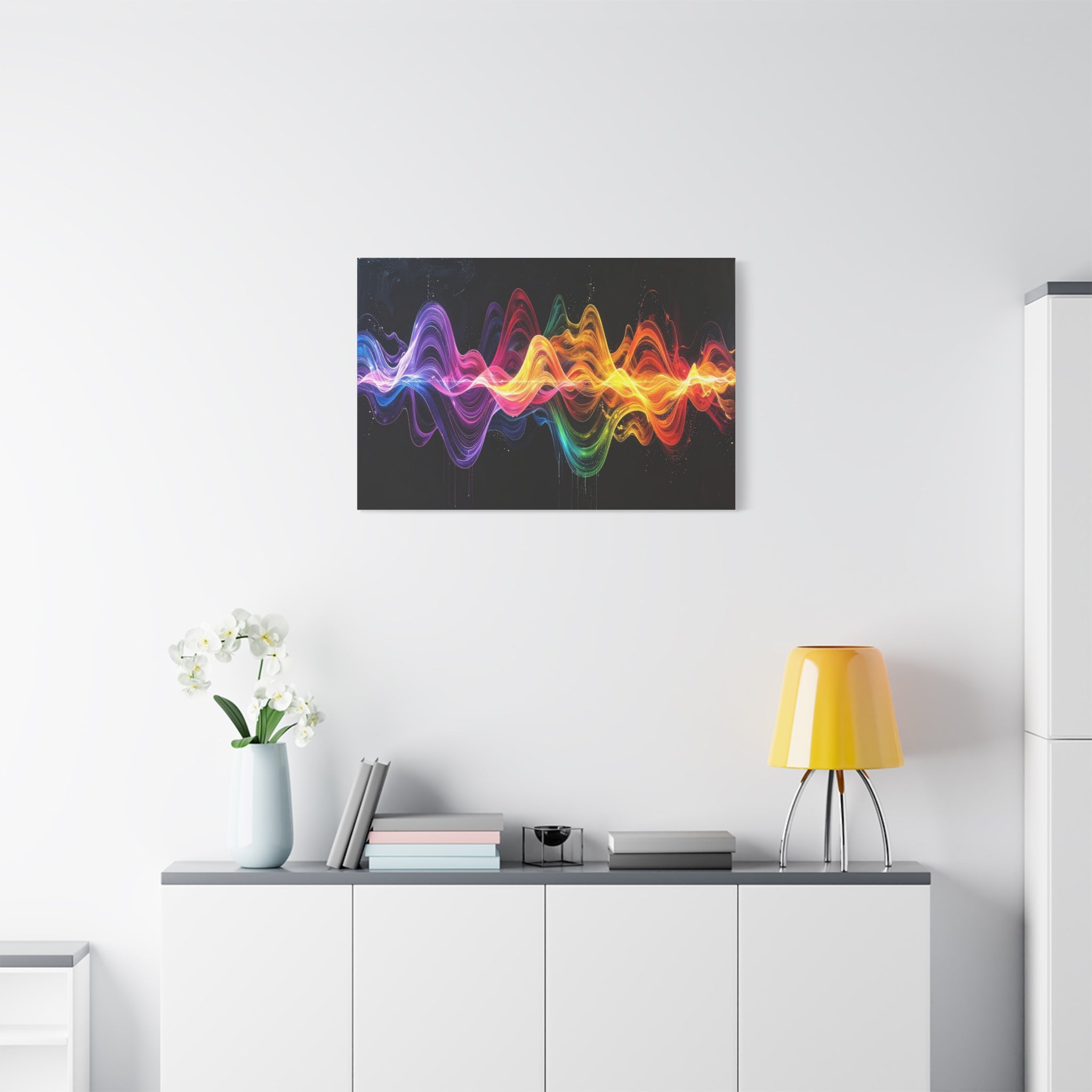 Sonic Spectrum: Digital Sound Wave Visualization, Color Gradient Artwork - L’Art Suprême Canvas
