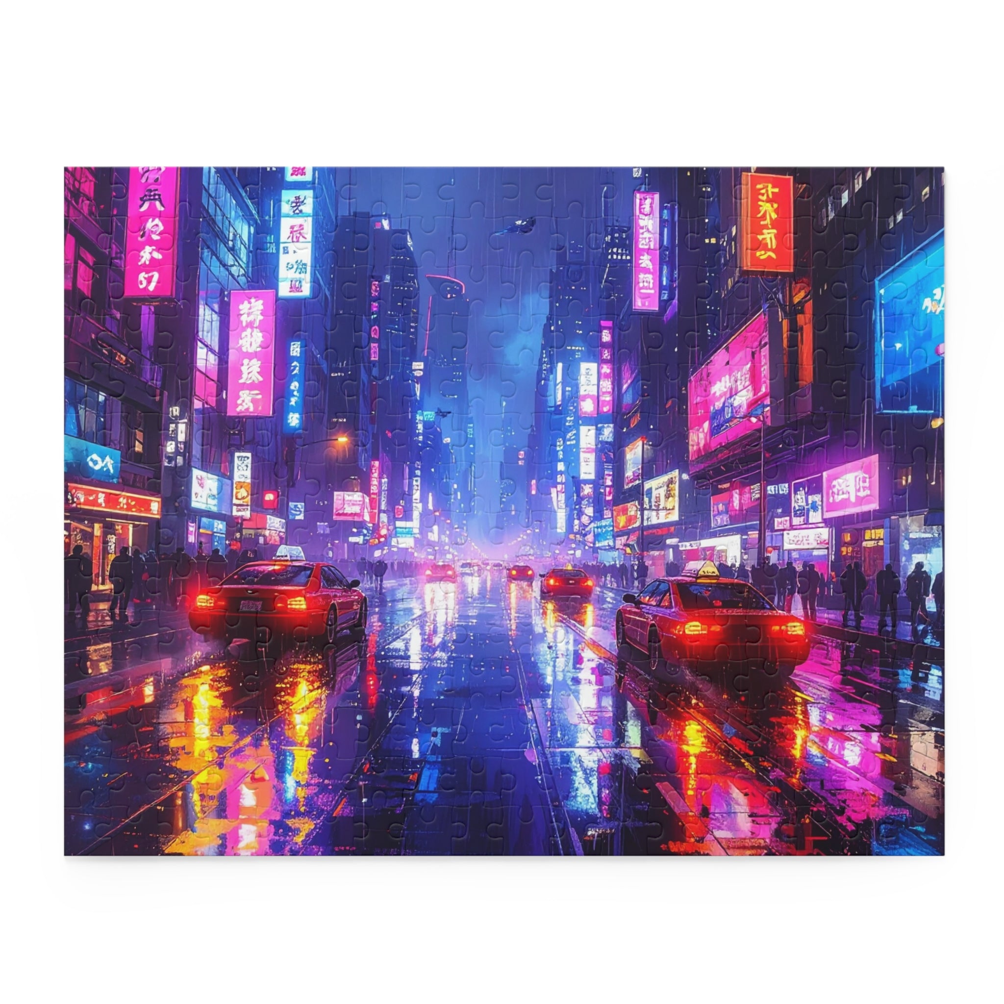 Neon Nocturne: Cyberpunk Cityscape, Digital Urban Dreamscape -  L'Art Puzzle