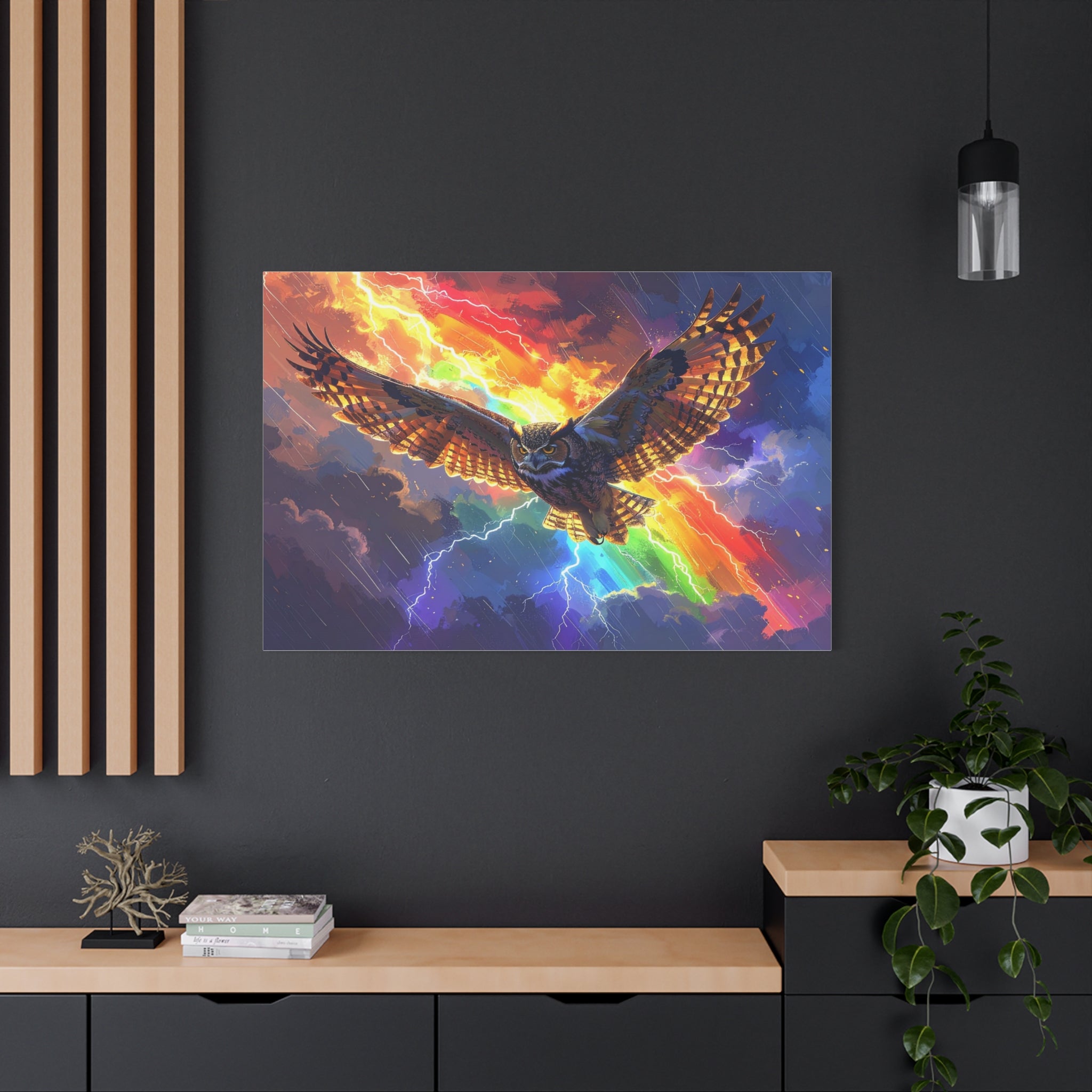 Thunder Spirit: Elemental Owl Ascension, Digital Fantasy Artwork - L’Art Suprême Canvas
