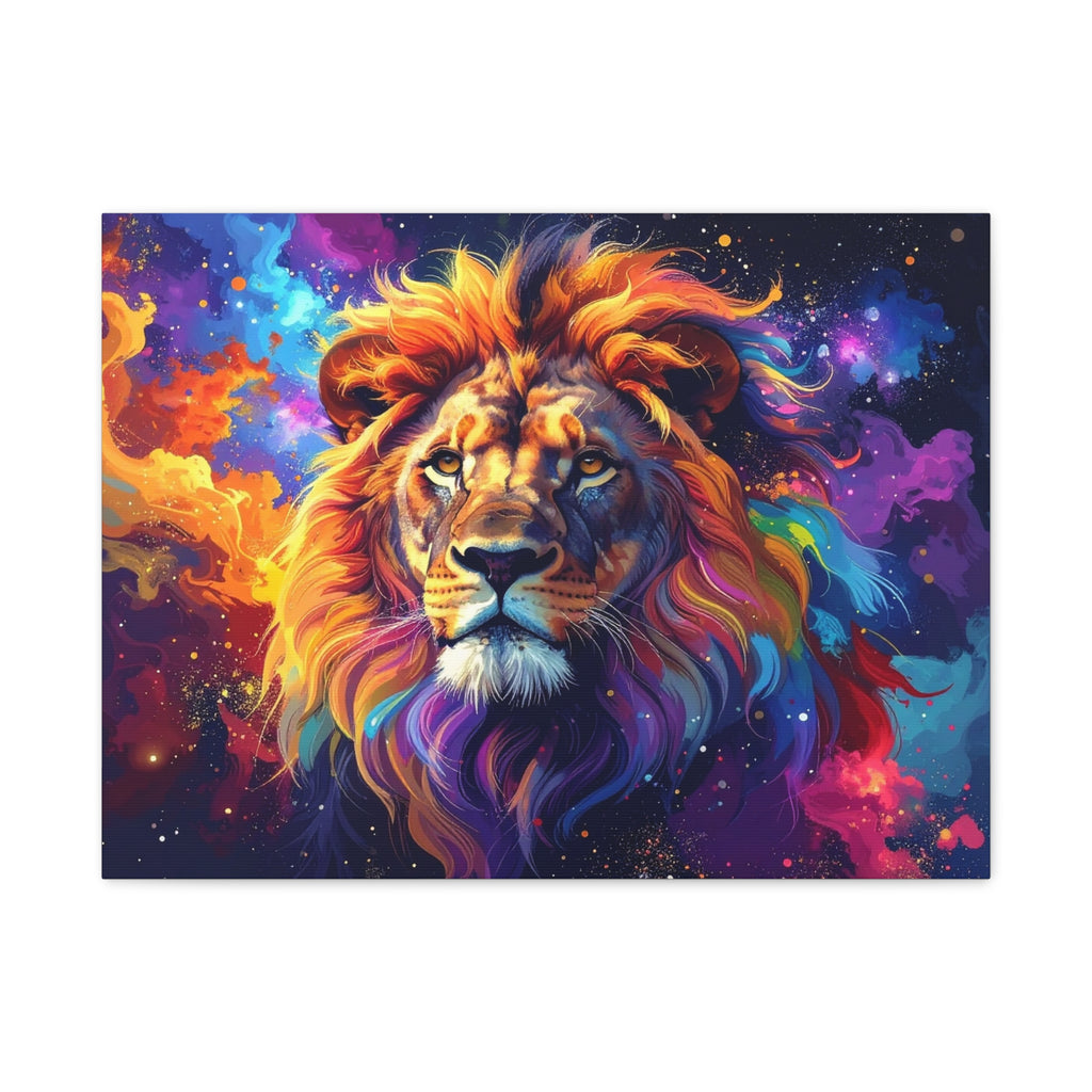 Cosmic Mane: Celestial Lion Portrait, Digital Cosmic Artwork - L’Art Suprême Canvas