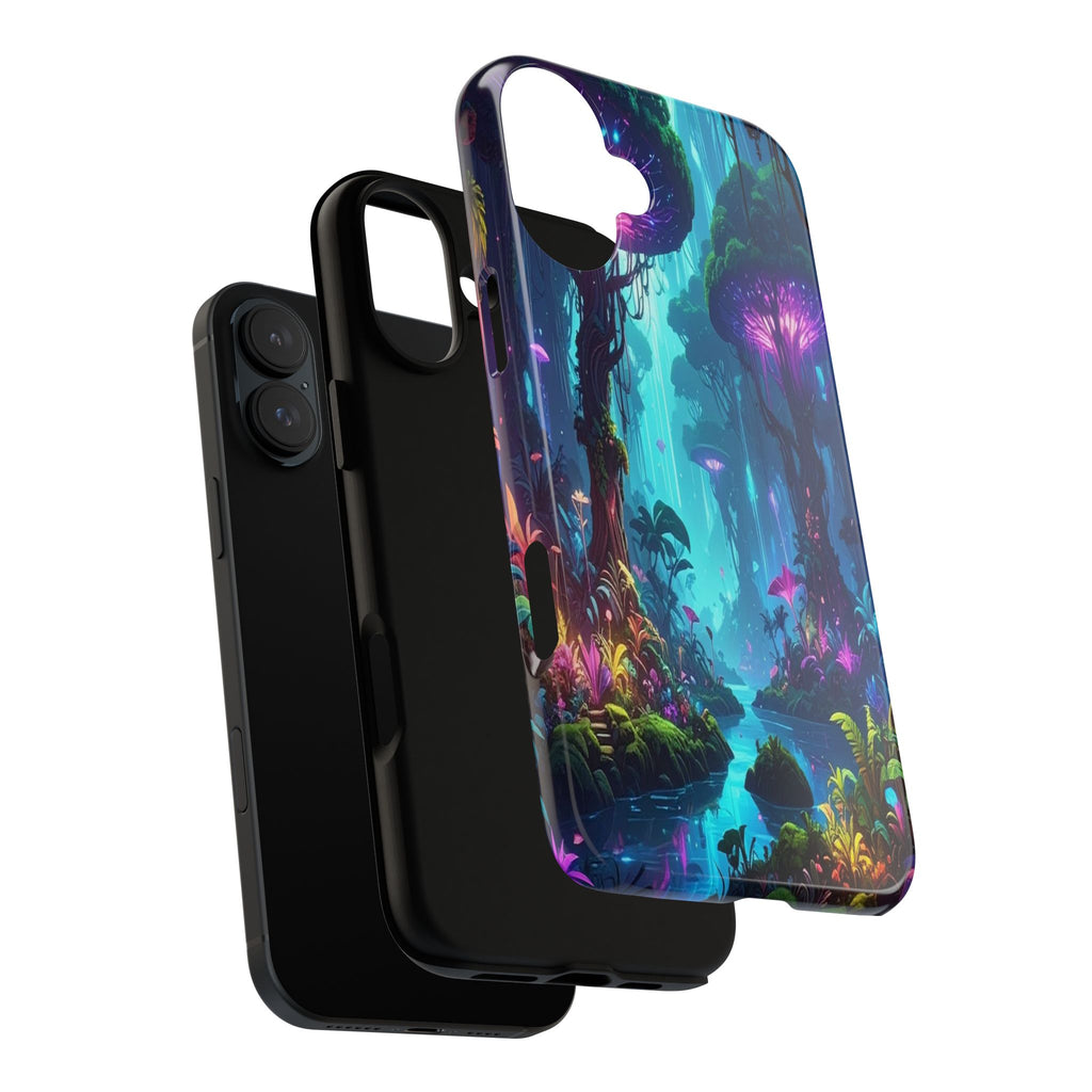Bioluminescent Dreamscape: Ethereal Forest Fantasy, Digital Luminescence Illustration - L’Art Suprême Phone Case