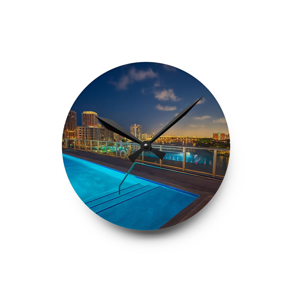 "Skyline Reflections" – Acrylic Wall Clock