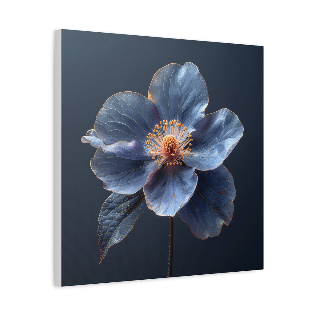Ethereal Blue: Macro Botanical Photography, Delicate Floral Veins - L’Art Suprême Canvas