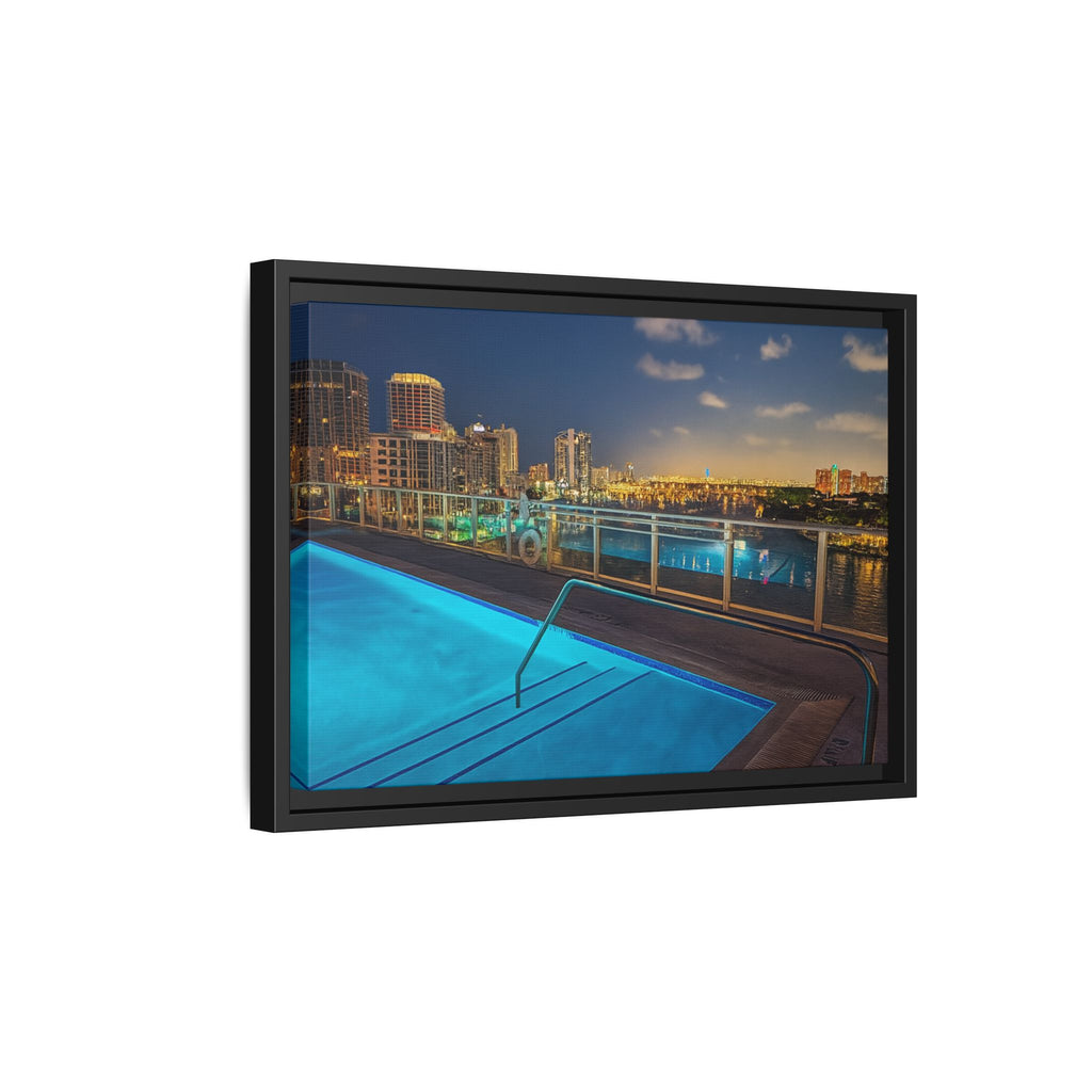 "Skyline Reflections" – Framed Canvas Print
