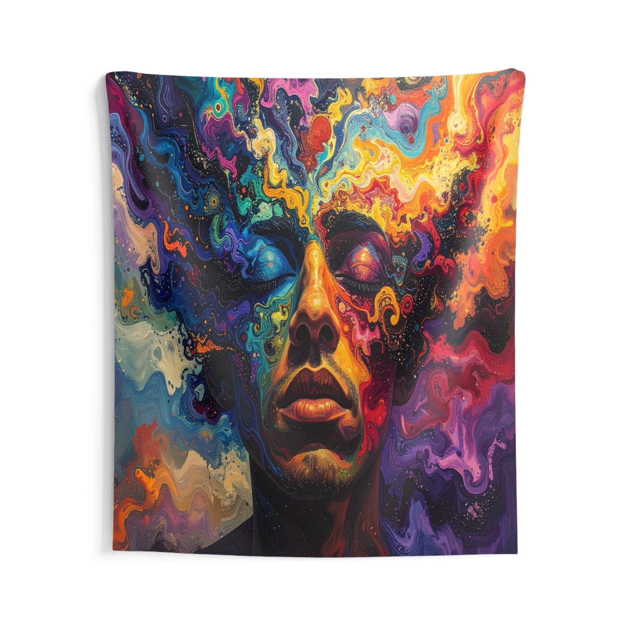 Psychedelic Portrait of Inner Consciousness: Abstract Fluid Painting, Emotional Landscape Exploration - L'Art Tapestry