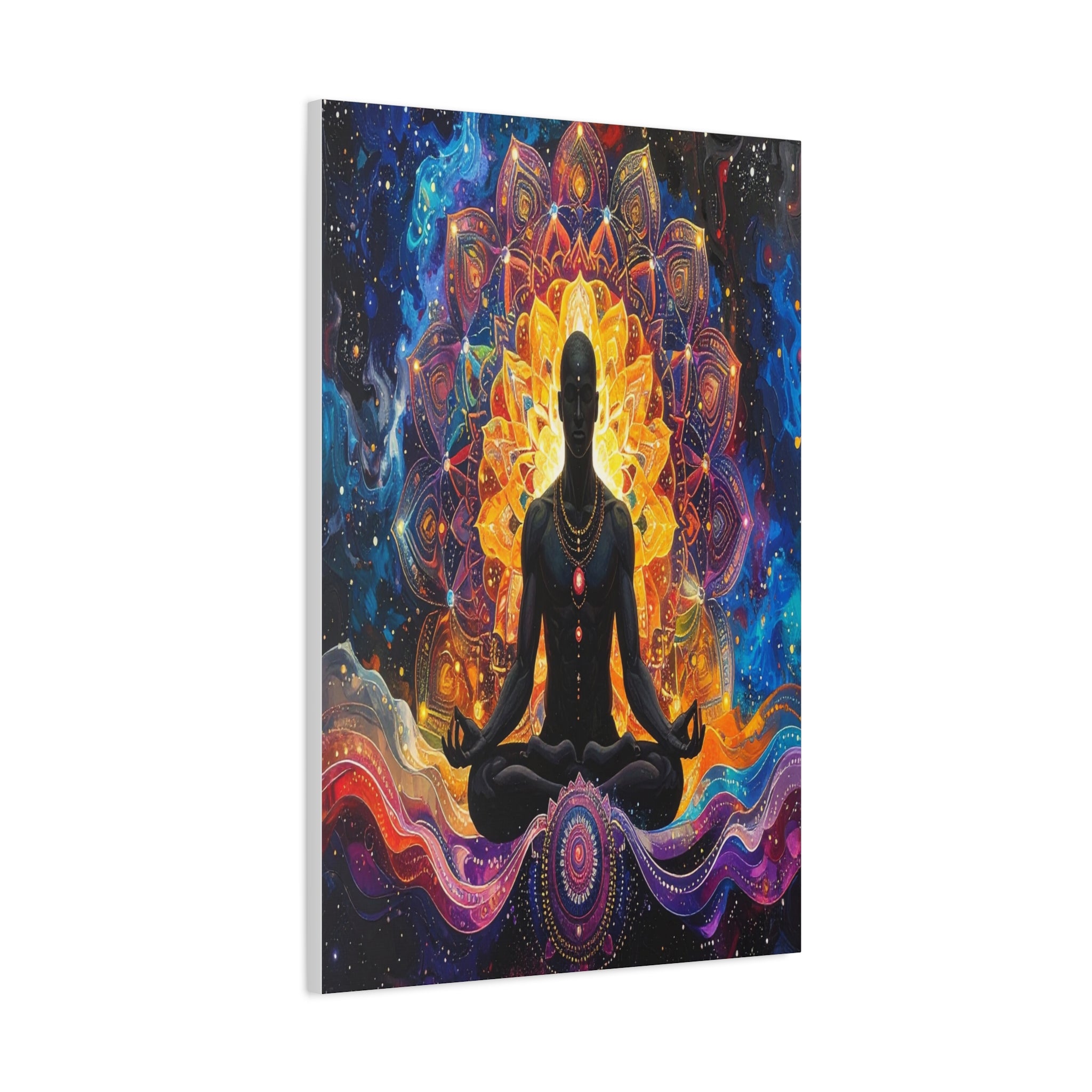 Cosmic Meditation: Spiritual Awakening through Mandala Art, Transcendent Chakra Visualization - L’Art Suprême Canvas