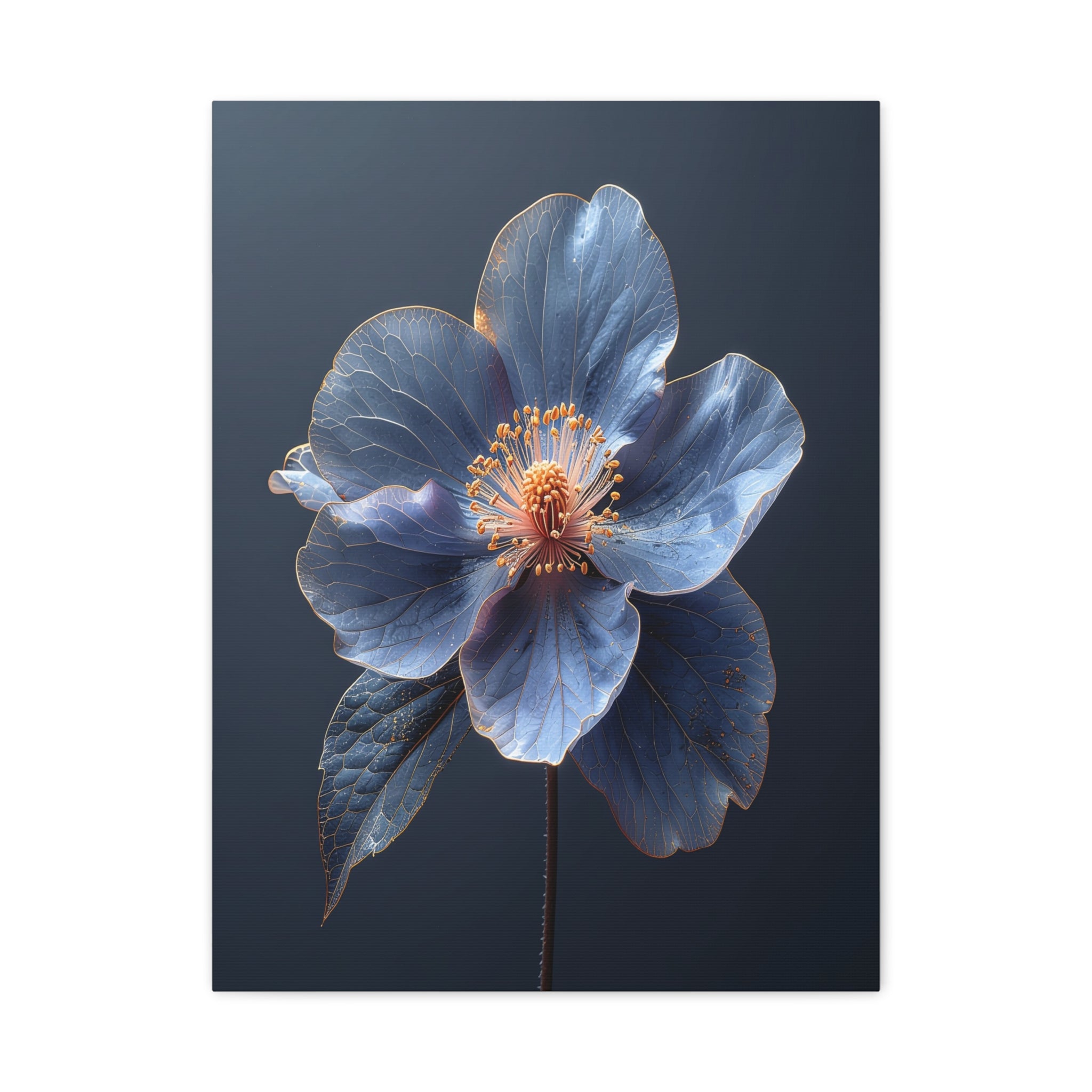Ethereal Blue: Macro Botanical Photography, Delicate Floral Veins - L’Art Suprême Canvas