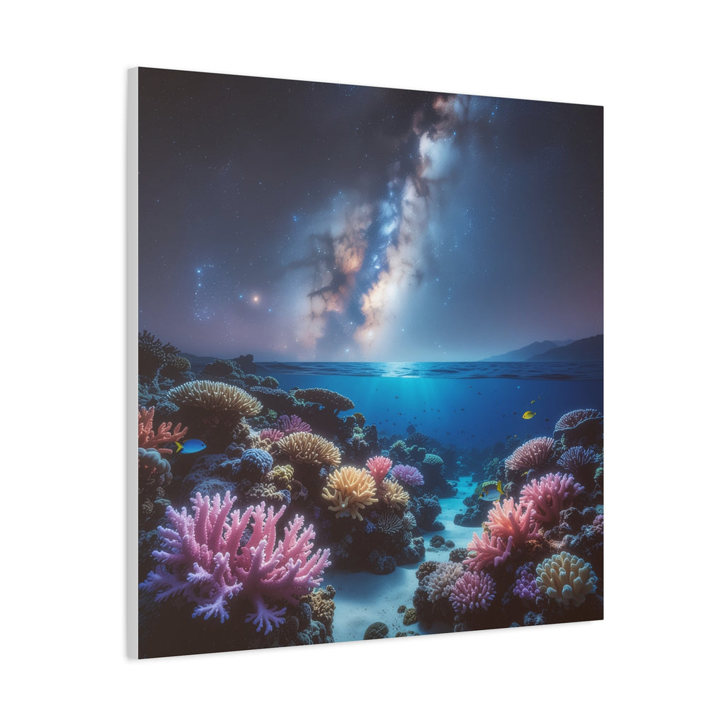 Cosmic Reef Harmony: Underwater Seascape Panorama, Milky Way Marine Dreamscape - L’Art Suprême Canvas