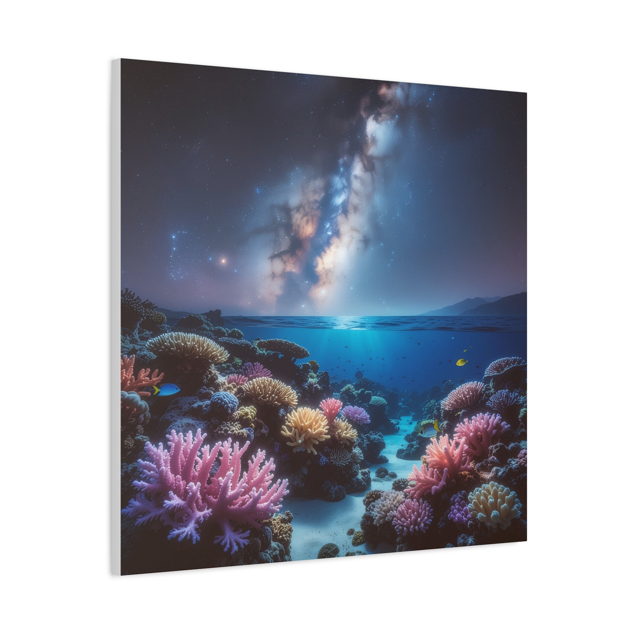 Cosmic Reef Harmony: Underwater Seascape Panorama, Milky Way Marine Dreamscape - L’Art Suprême Canvas