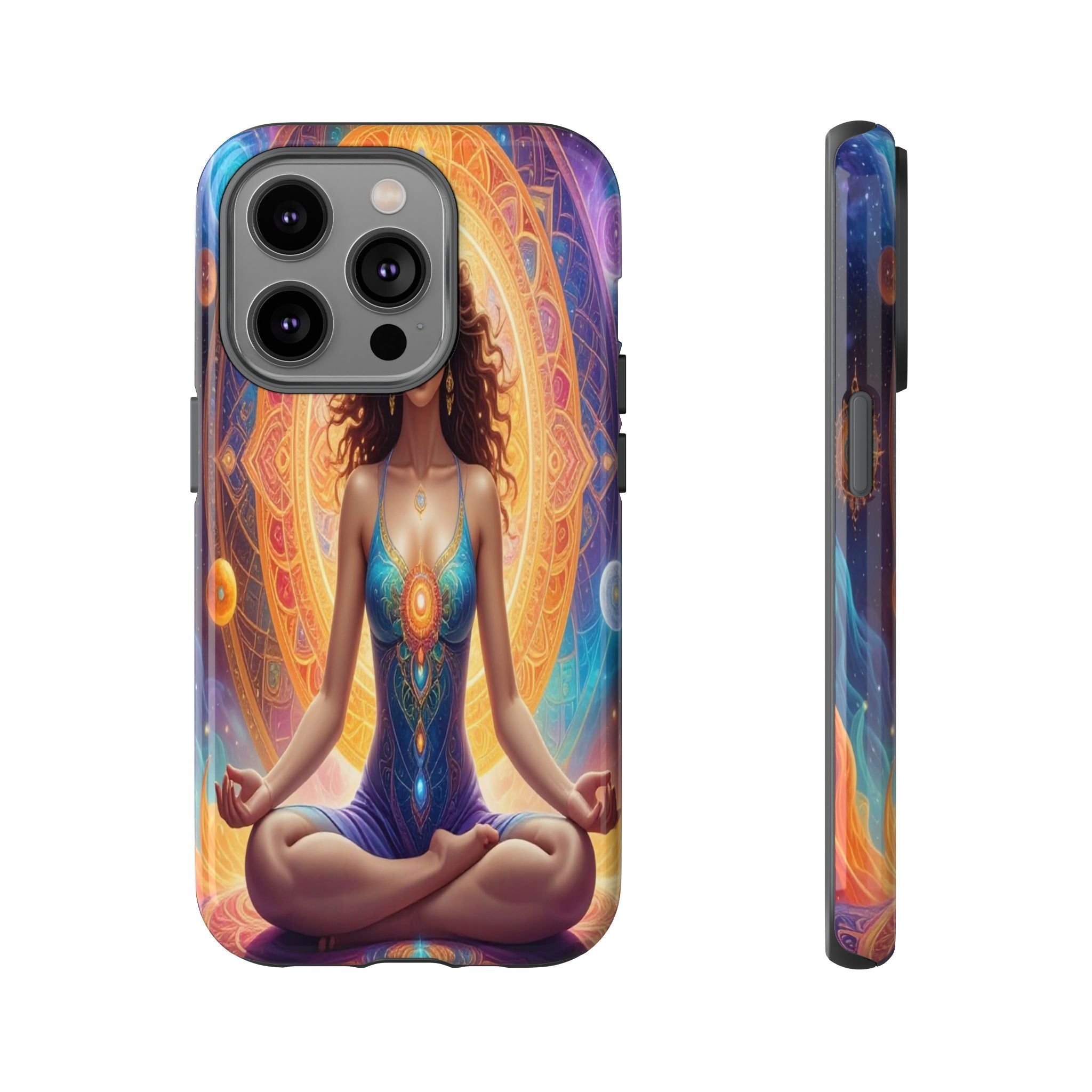 Cosmic Awakening: Spiritual Meditation Mandala, Celestial Energy Visualization - L’Art Suprême Phone Case
