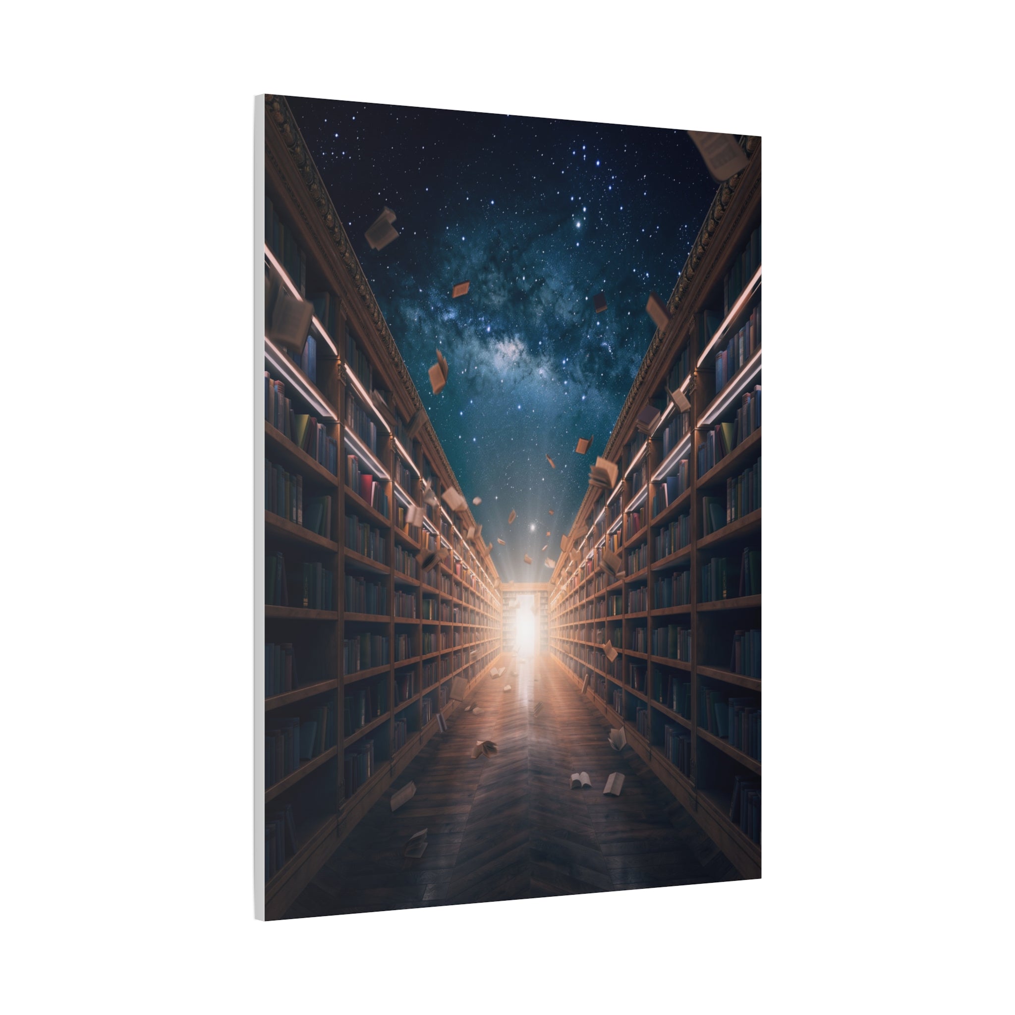 Celestial Library of Infinite Knowledge: Dreamscape Corridor, Cosmic Bibliophile's Journey - L’Art Suprême Canvas