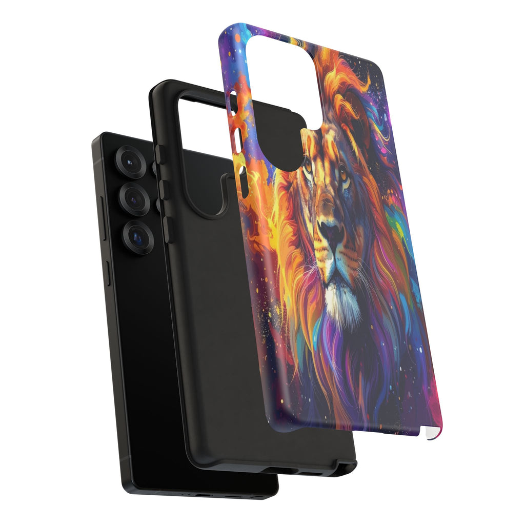 Cosmic Mane: Celestial Lion Portrait, Psychedelic Wildlife Art - L’Art Suprême Phone Case