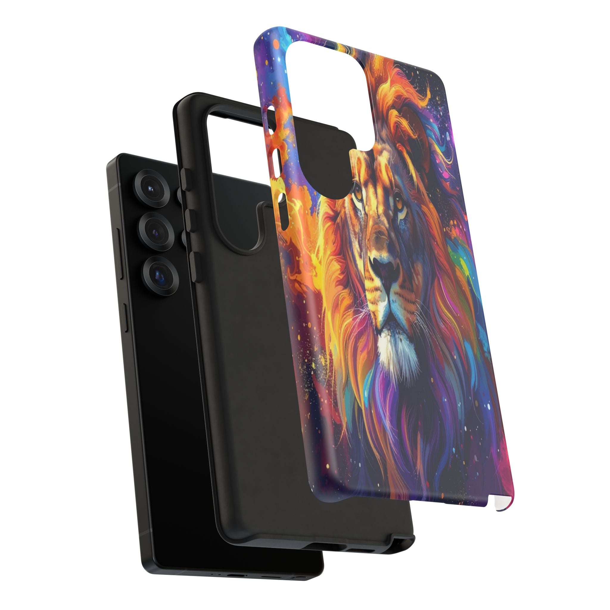 Cosmic Mane: Celestial Lion Portrait, Psychedelic Wildlife Art - L’Art Suprême Phone Case