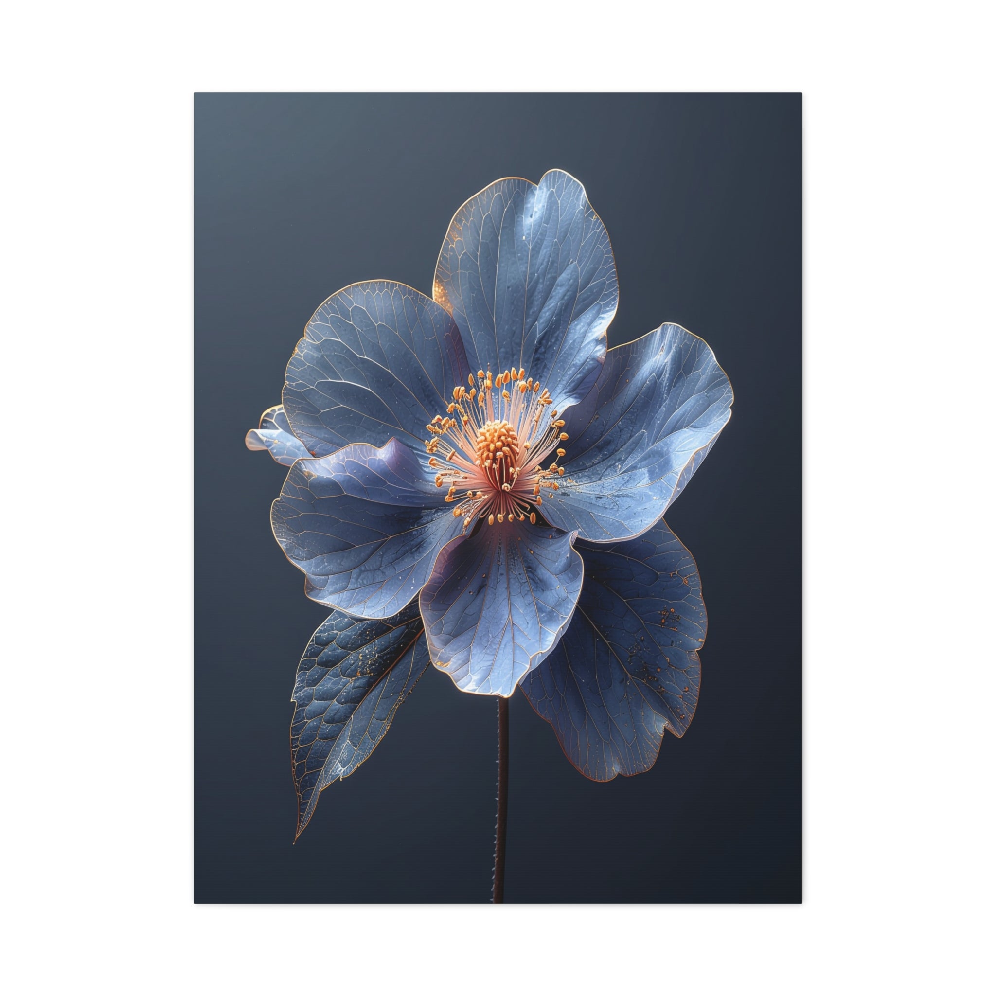 Ethereal Blue: Macro Botanical Photography, Delicate Floral Veins - L’Art Suprême Canvas