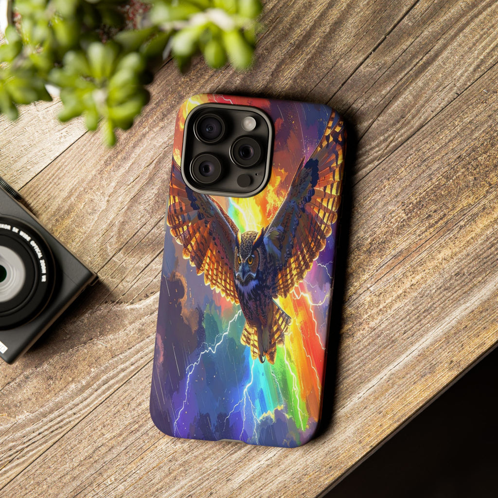 Thunderwing: Ethereal Owl in Electric Storm, Digital Fantasy Artwork - L’Art Suprême Phone Case