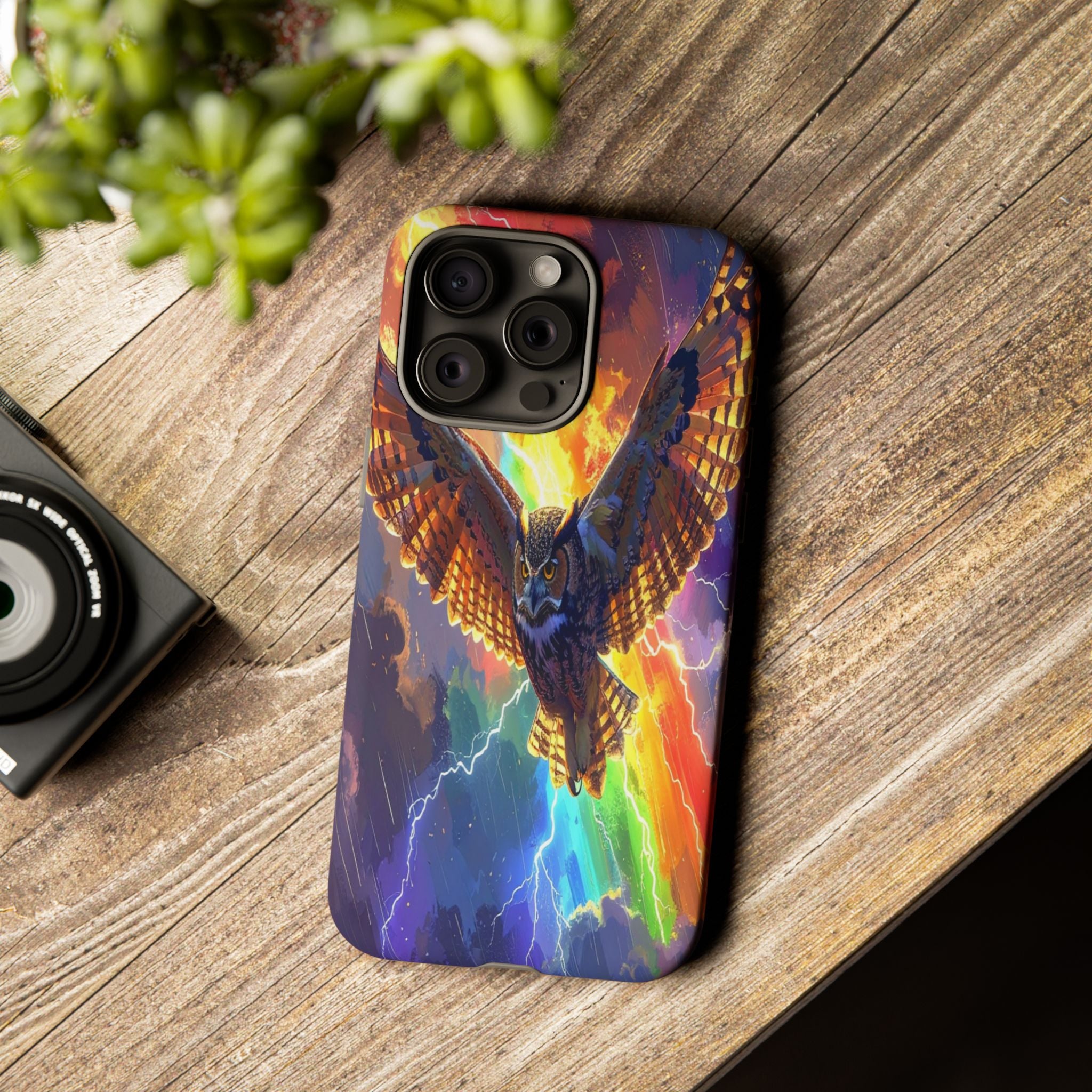 Thunderwing: Ethereal Owl in Electric Storm, Digital Fantasy Artwork - L’Art Suprême Phone Case