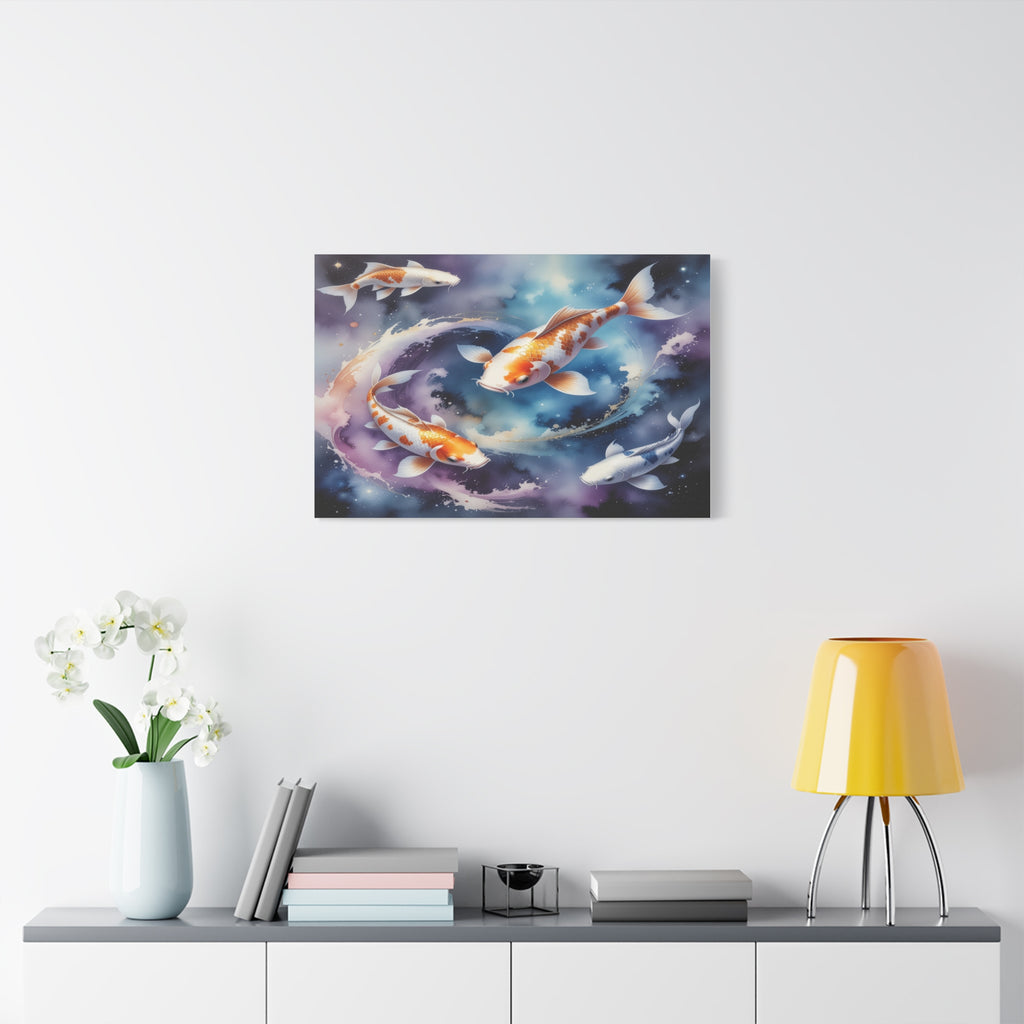 Cosmic Koi Symphony: Ethereal Underwater Space Journey, Digital Watercolor Fantasy - L’Art Suprême Canvas