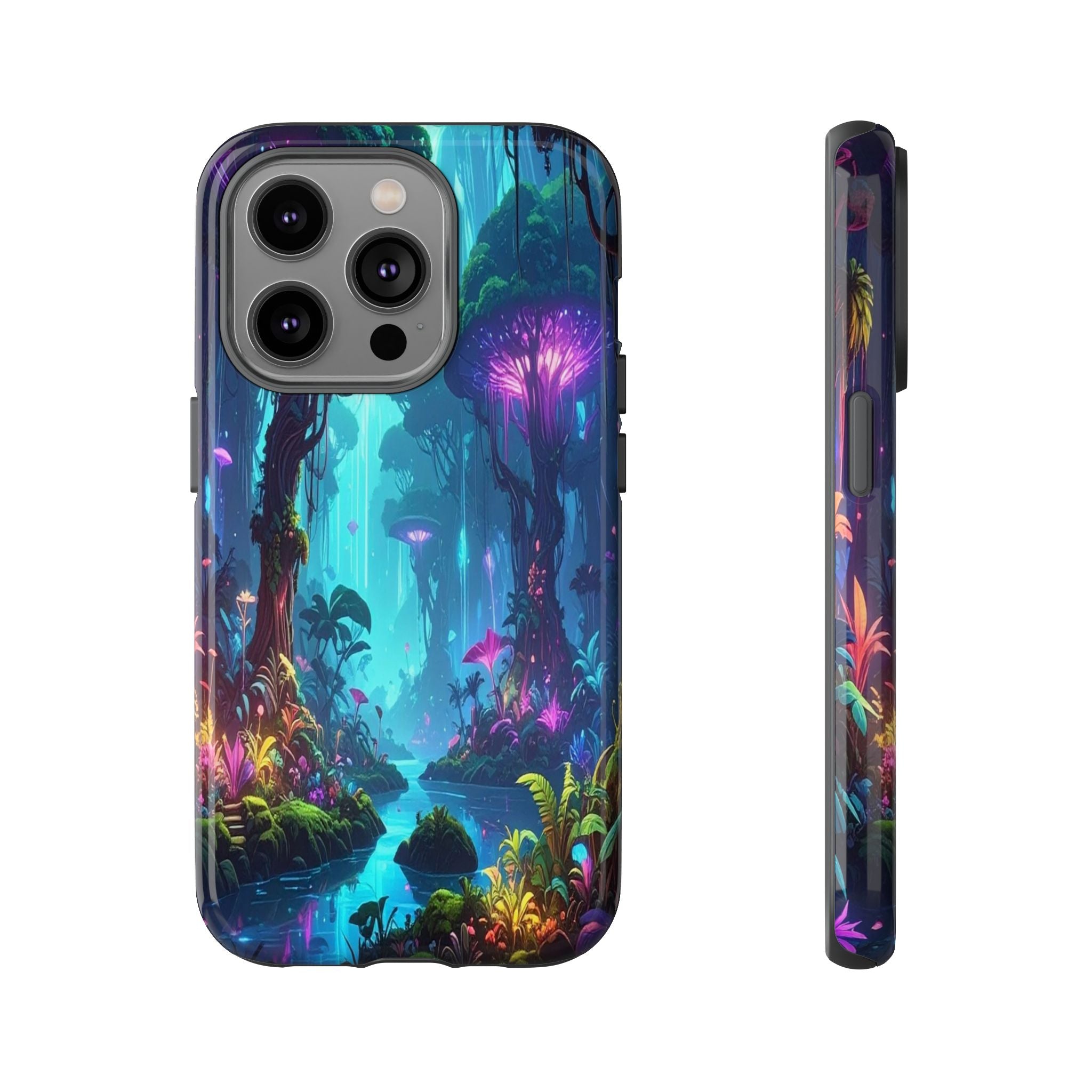 Bioluminescent Dreamscape: Ethereal Forest Fantasy, Digital Luminescence Illustration - L’Art Suprême Phone Case