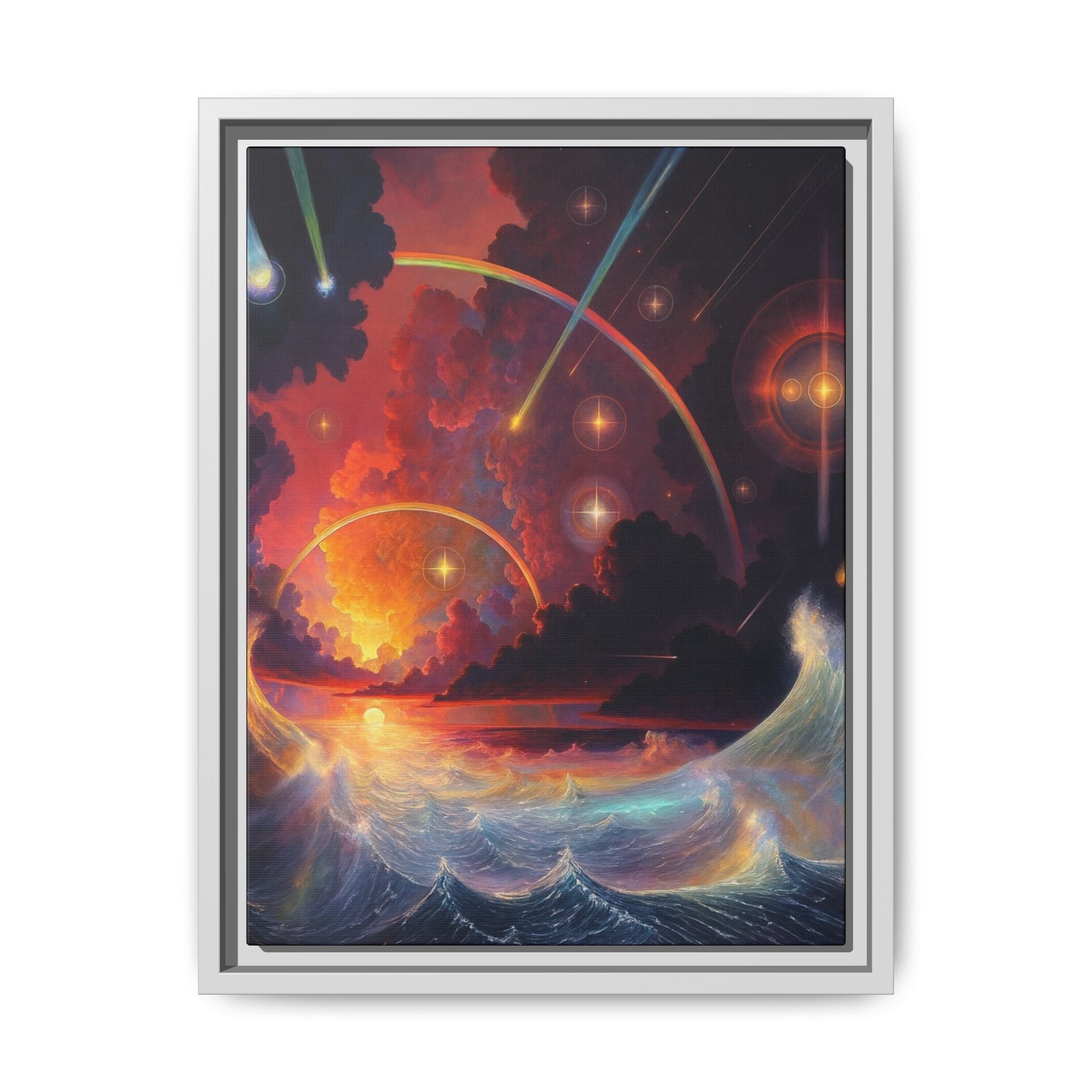 "Celestial Tides" – Framed Canvas Print