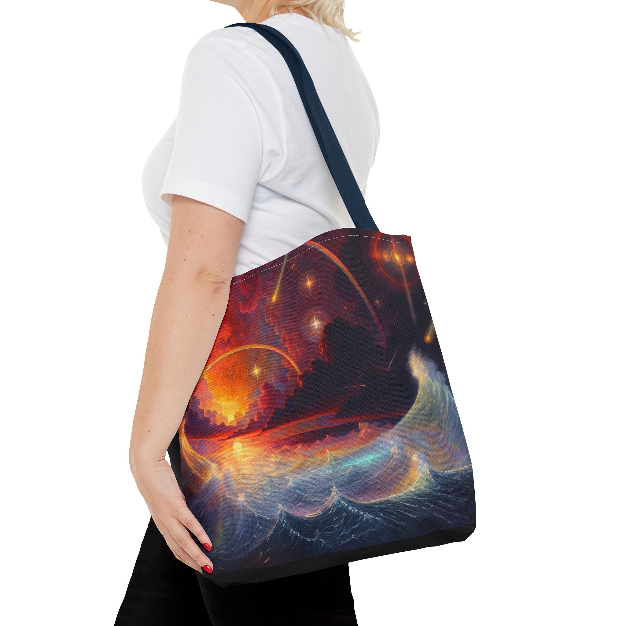 “Celestial Tides” – Cosmic Chaos x Ocean Calm Tote