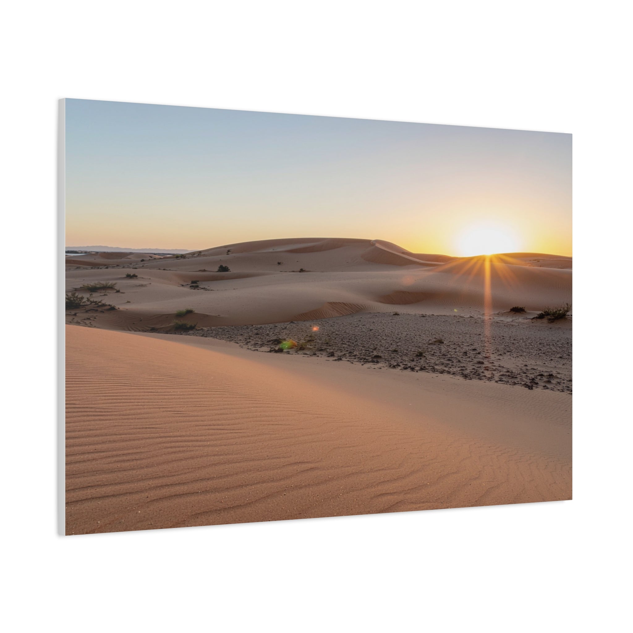 Daybreak in the Desert: Golden Sands at Sunrise, Arid Landscape Panorama - L’Art Suprême Canvas