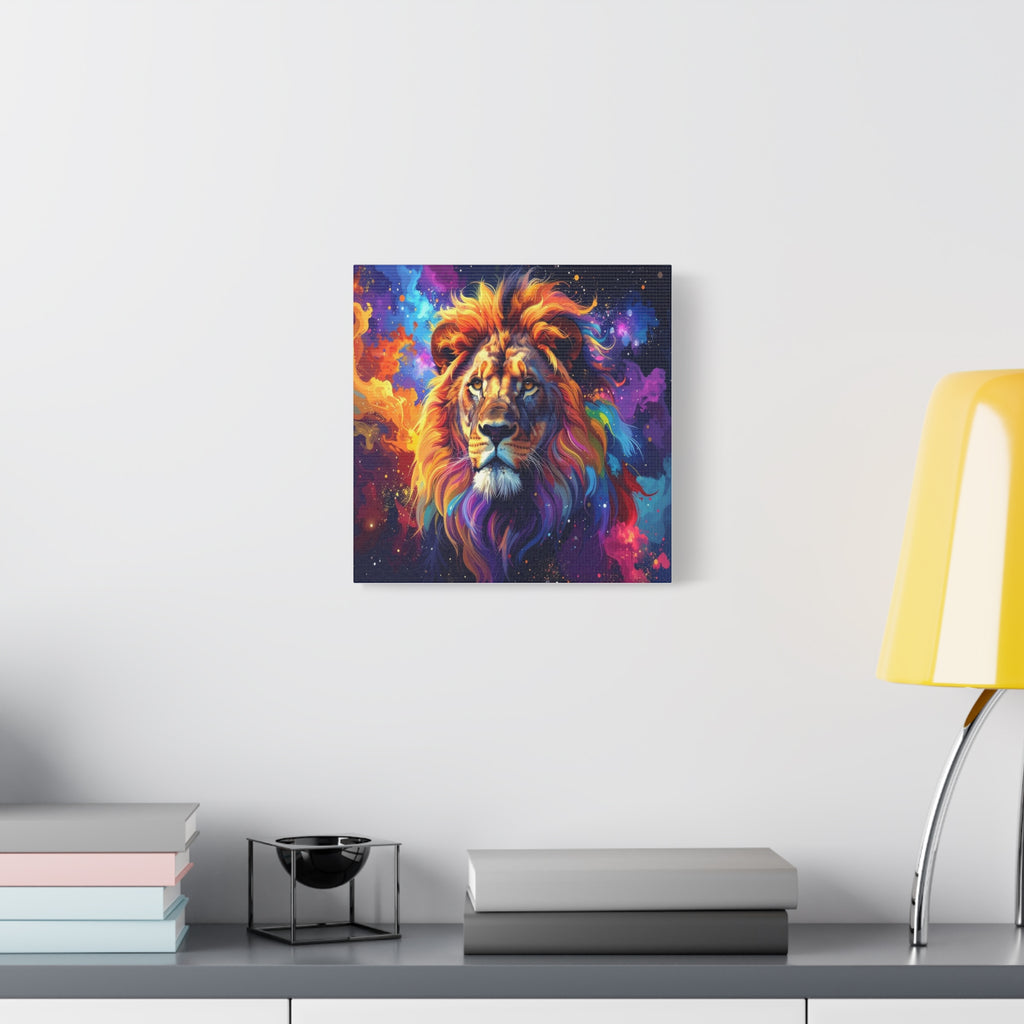 Cosmic Mane: Celestial Lion Portrait, Digital Cosmic Artwork - L’Art Suprême Canvas