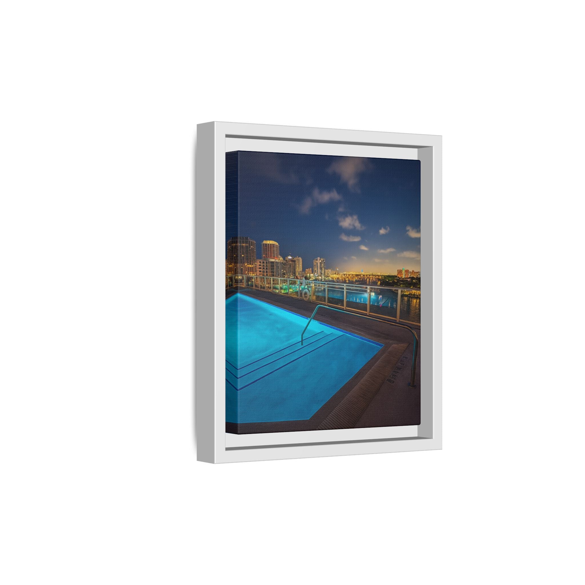 "Skyline Reflections" – Framed Canvas Print